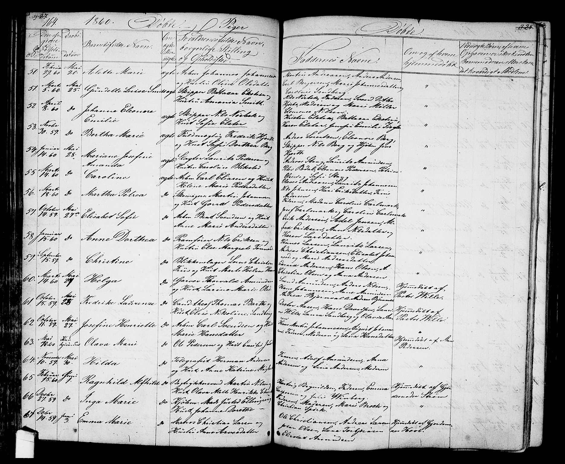 Halden prestekontor Kirkebøker, AV/SAO-A-10909/G/Ga/L0005a: Parish register (copy) no. 5A, 1855-1864, p. 164