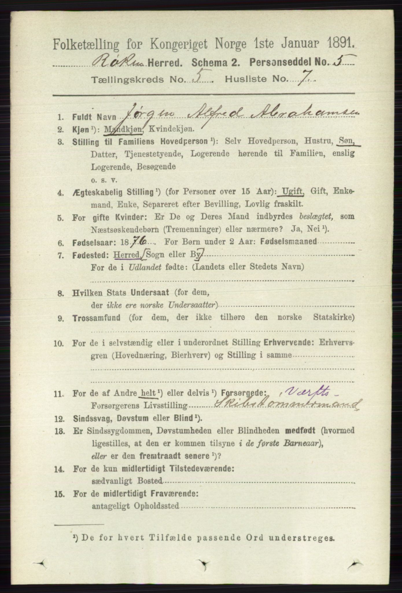 RA, 1891 census for 0627 Røyken, 1891, p. 2915