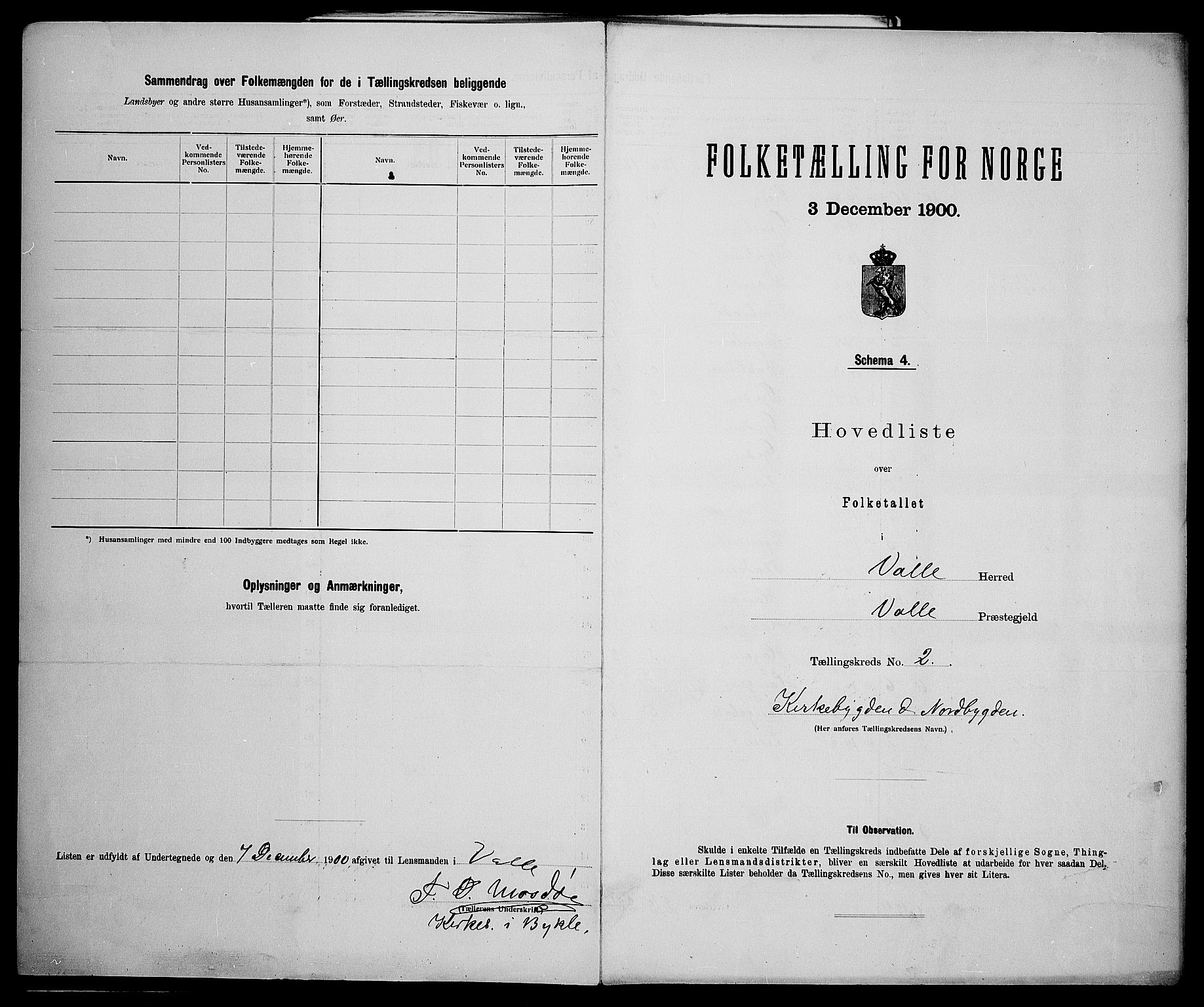 SAK, 1900 census for Valle, 1900, p. 16