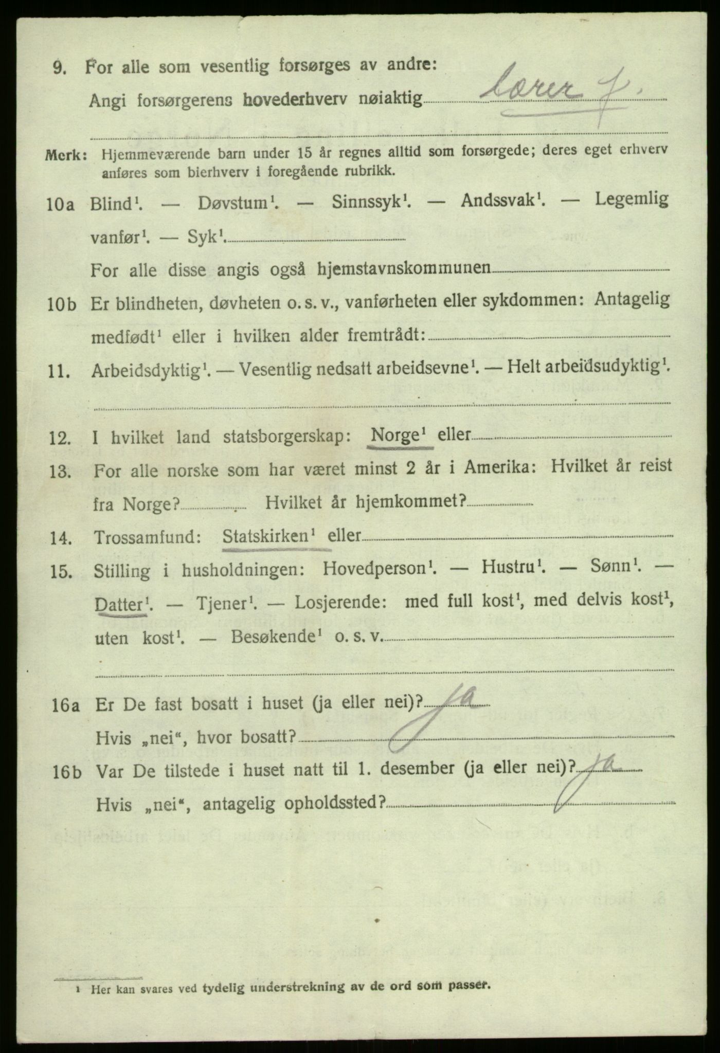 SAB, 1920 census for Gaular, 1920, p. 7461