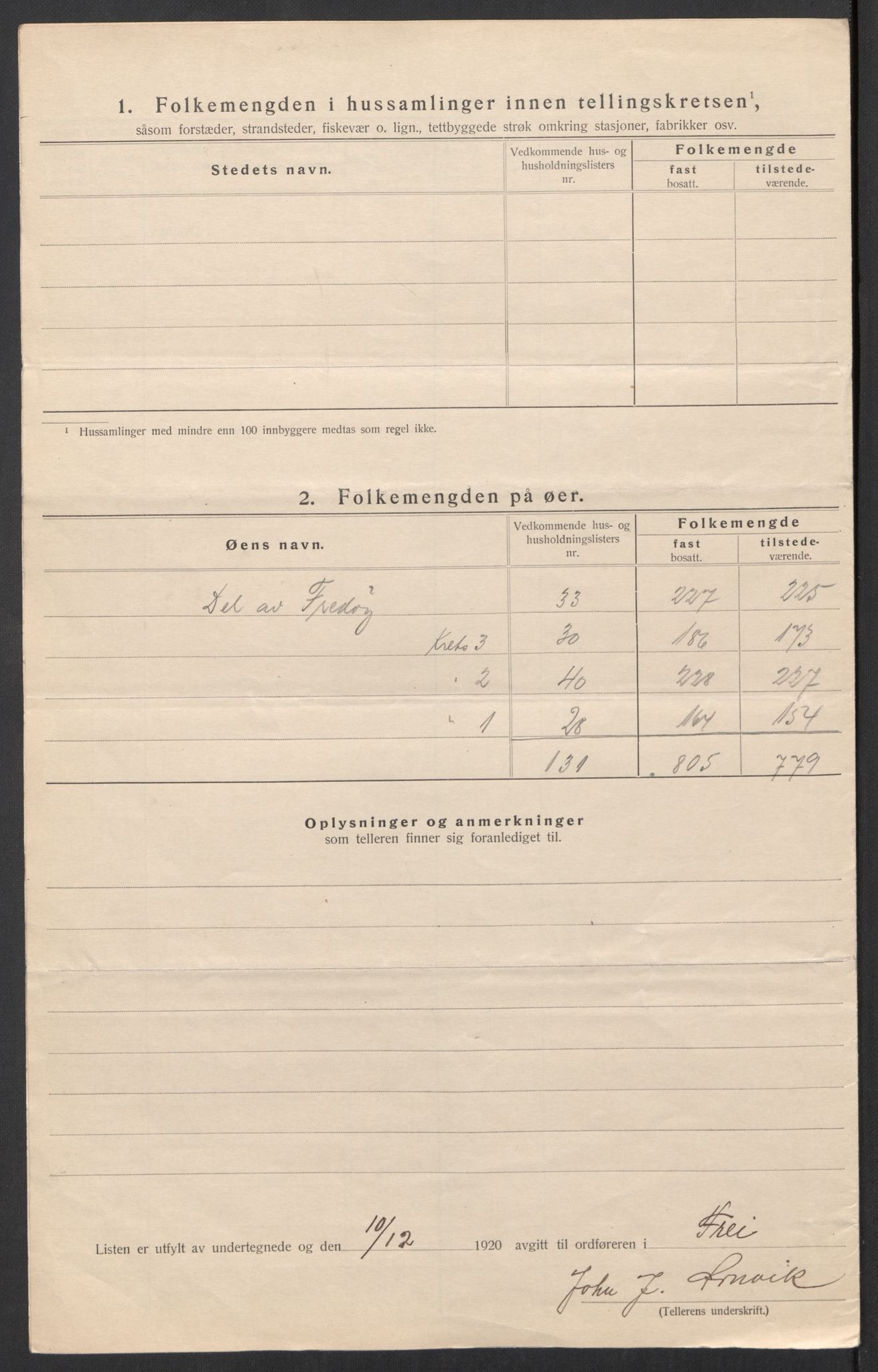SAT, 1920 census for Frei, 1920, p. 17