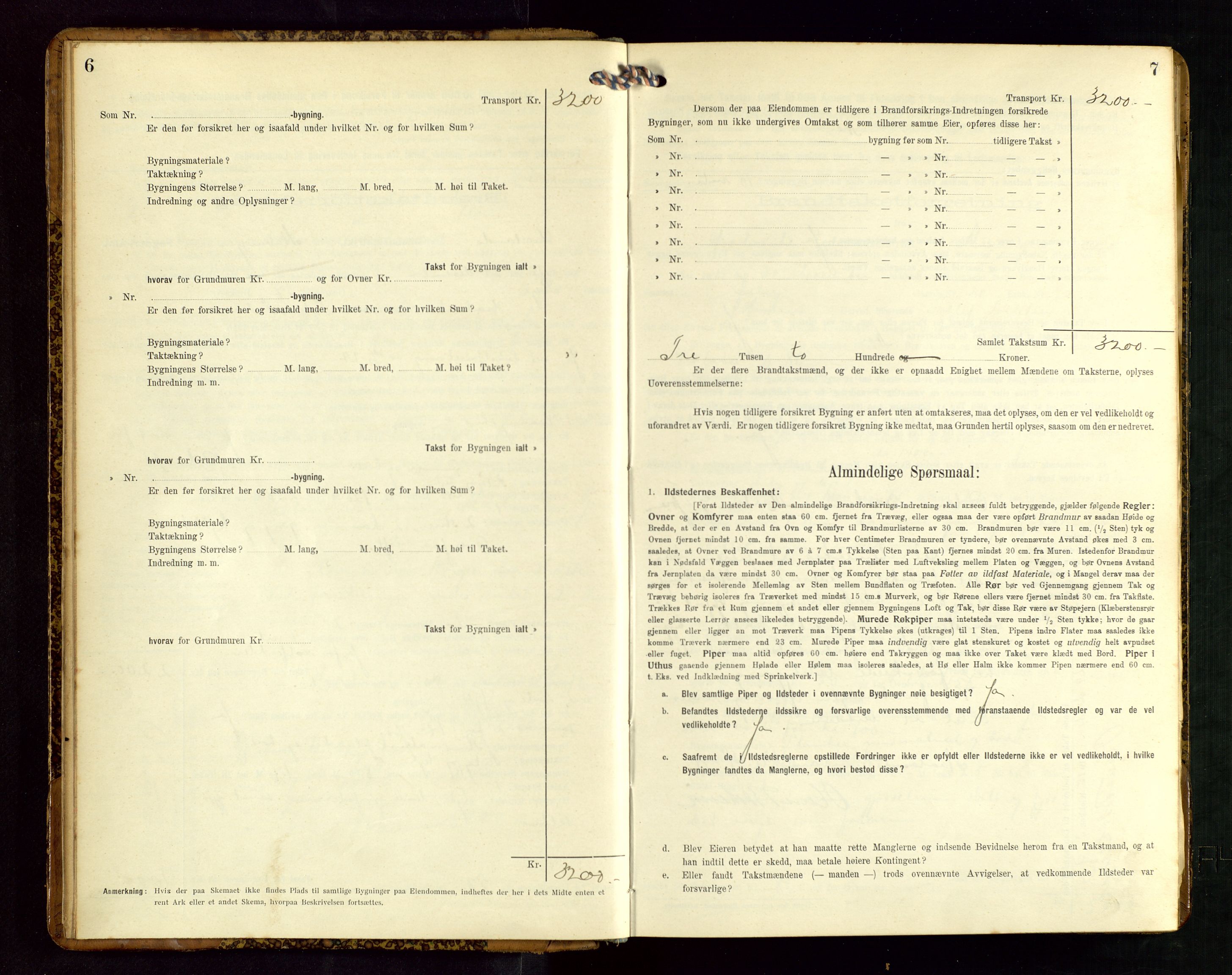 Håland lensmannskontor, AV/SAST-A-100100/Gob/L0005: Branntakstprotokoll - skjematakst. Register i boken., 1915-1917, p. 6-7