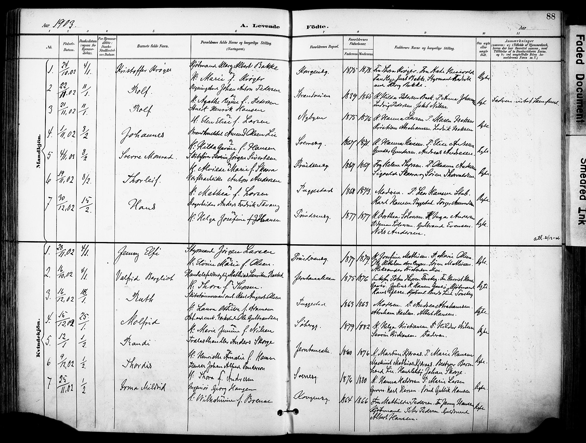 Sandefjord kirkebøker, AV/SAKO-A-315/F/Fa/L0004: Parish register (official) no. 4, 1894-1905, p. 88