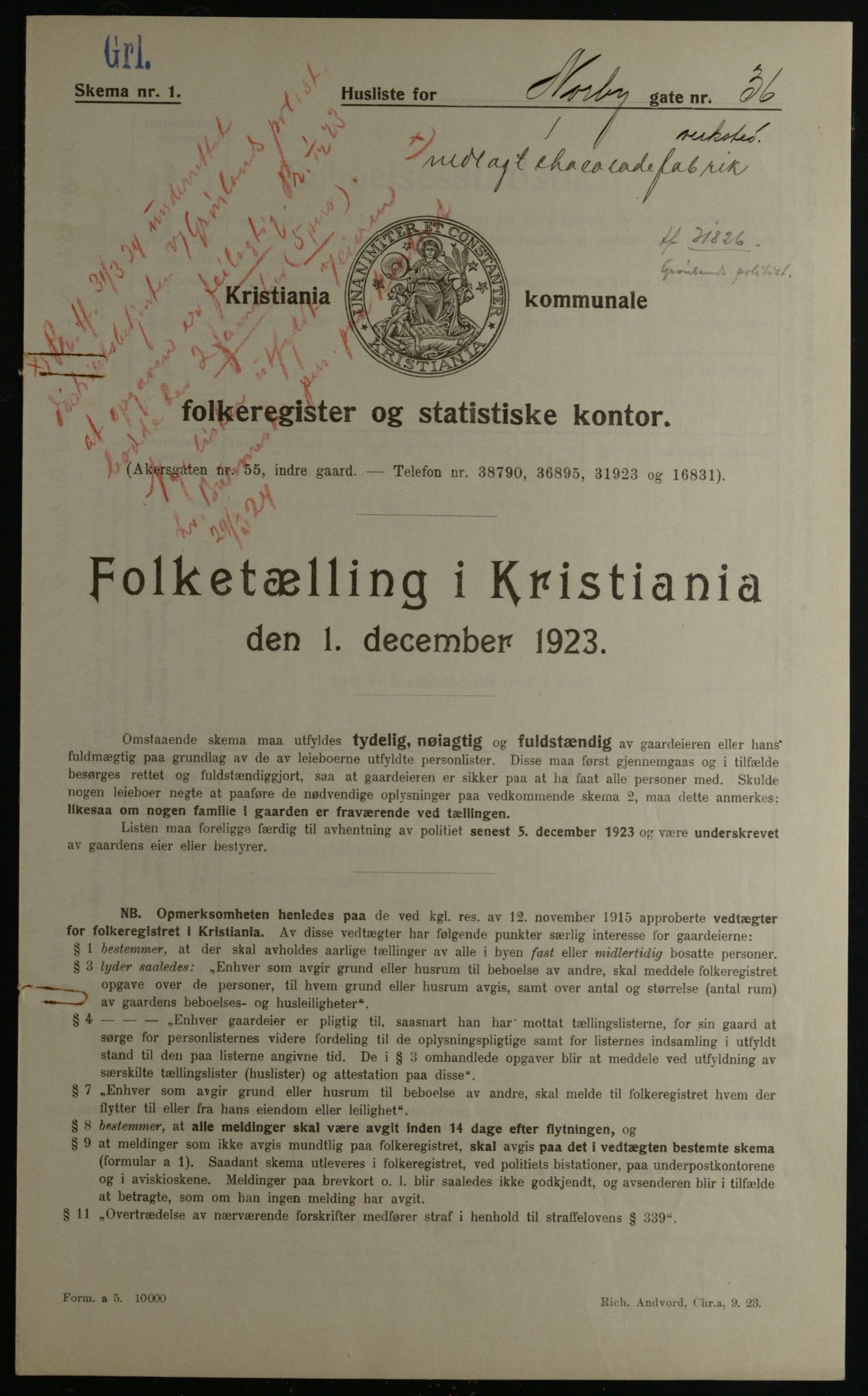 OBA, Municipal Census 1923 for Kristiania, 1923, p. 79073