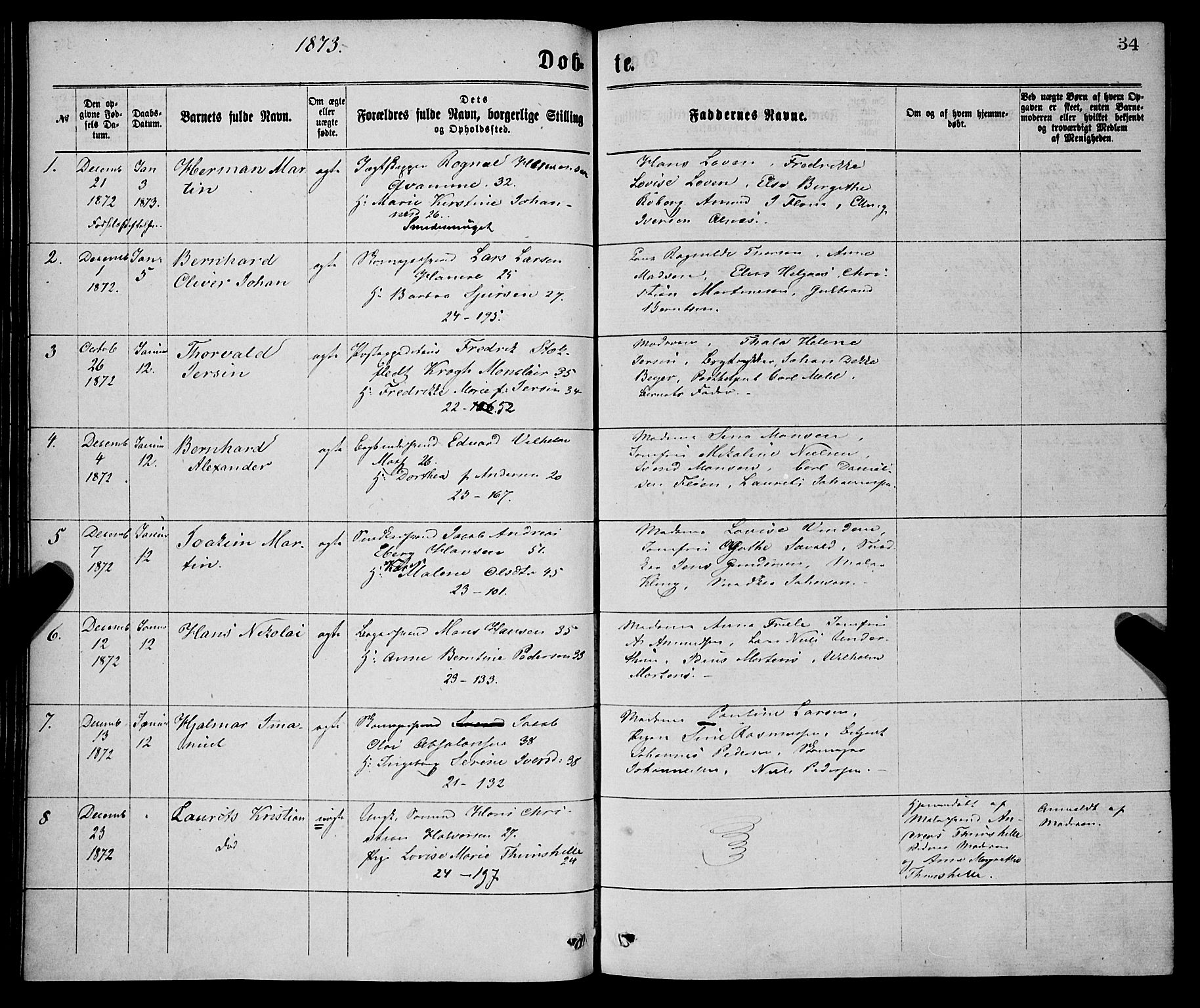 Korskirken sokneprestembete, SAB/A-76101/H/Haa/L0020: Parish register (official) no. B 6, 1871-1878, p. 34