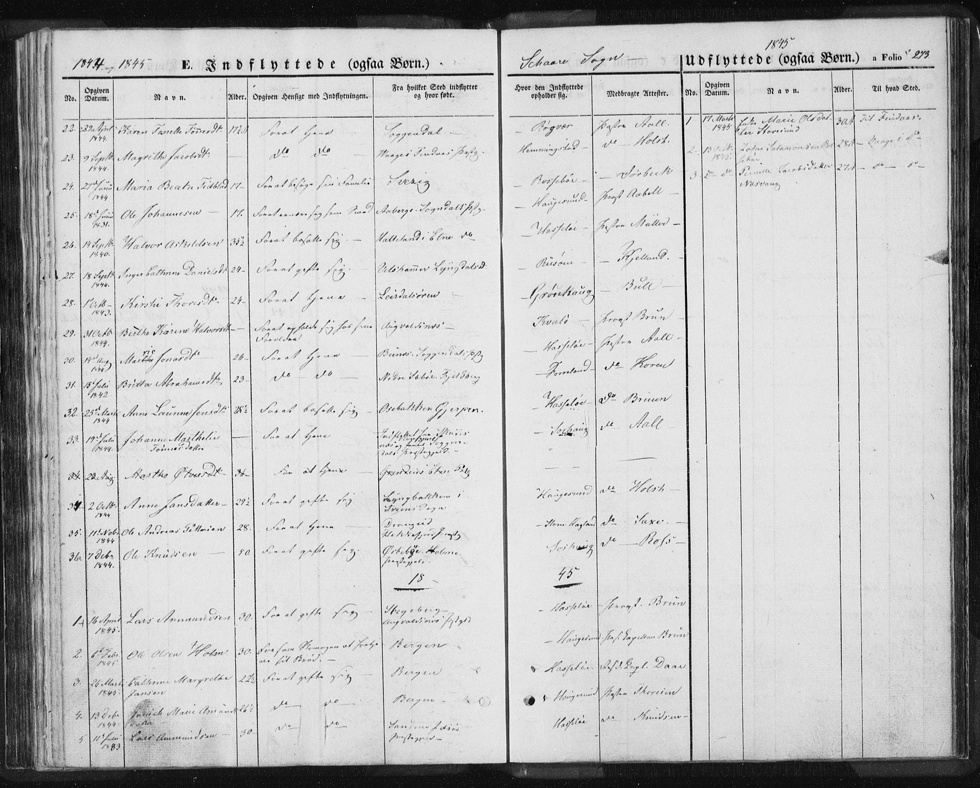 Torvastad sokneprestkontor, SAST/A -101857/H/Ha/Haa/L0006: Parish register (official) no. A 6, 1836-1847, p. 273