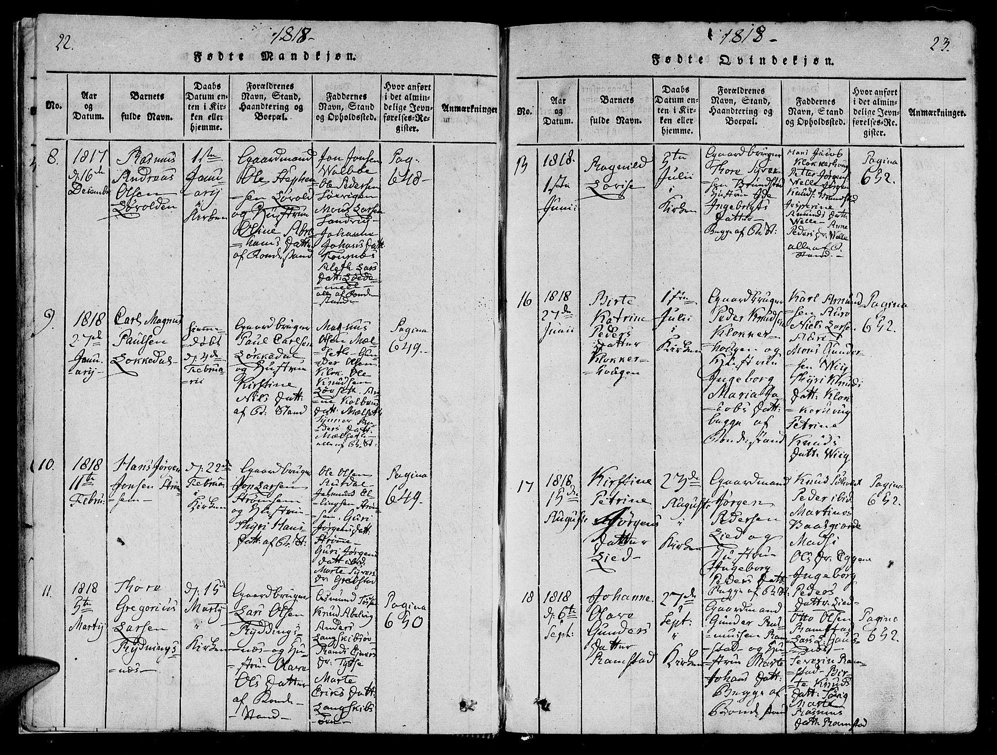 Ministerialprotokoller, klokkerbøker og fødselsregistre - Møre og Romsdal, AV/SAT-A-1454/522/L0310: Parish register (official) no. 522A05, 1816-1832, p. 22-23