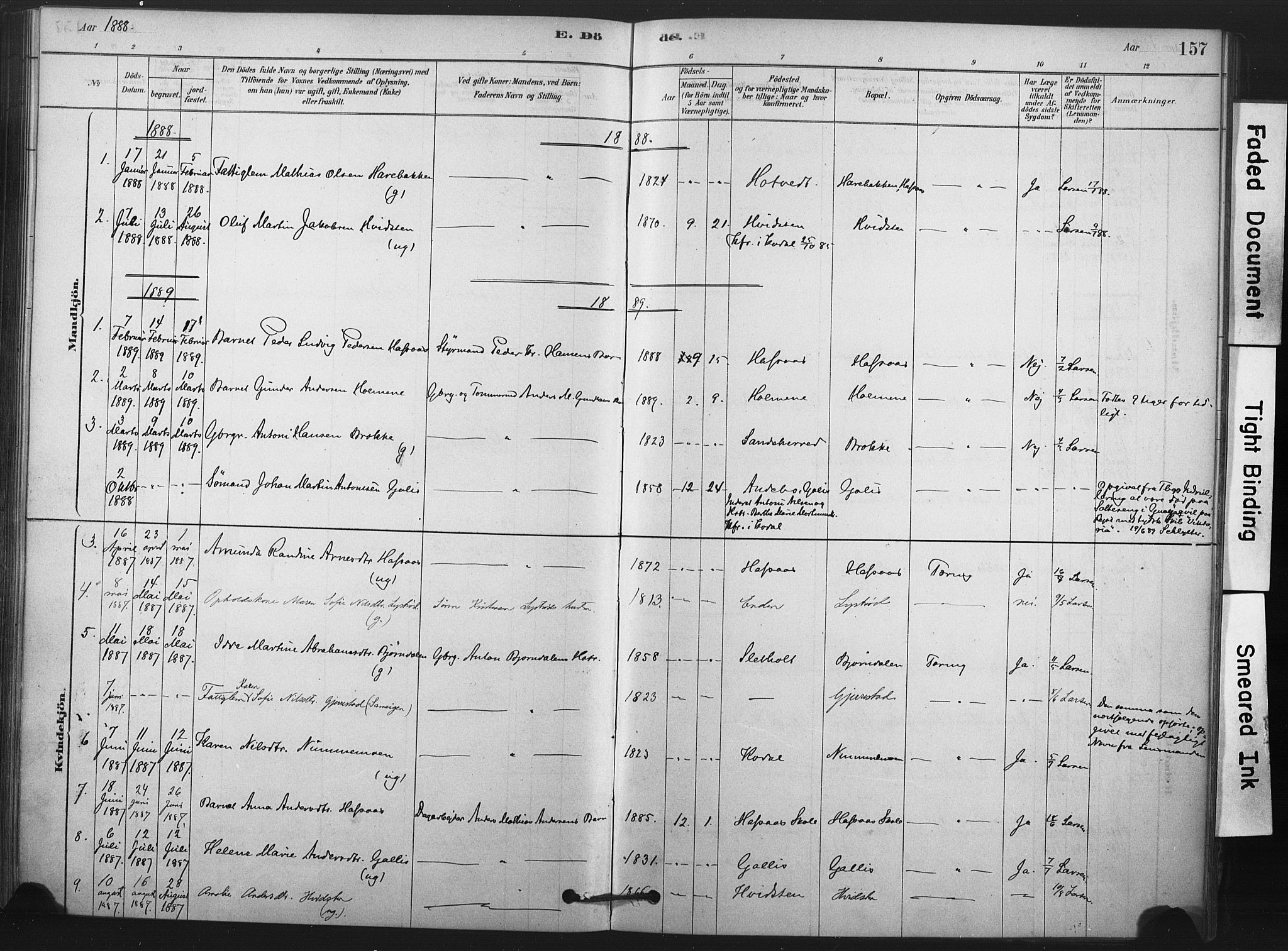 Andebu kirkebøker, AV/SAKO-A-336/F/Fa/L0008: Parish register (official) no. 8, 1878-1902, p. 157