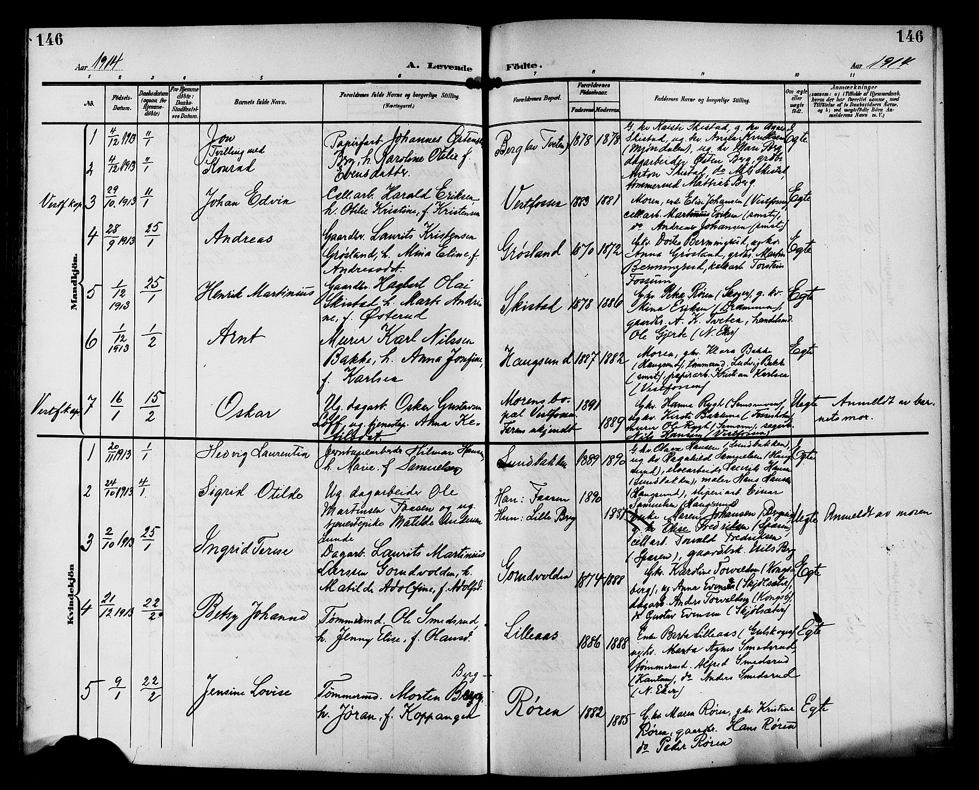 Eiker kirkebøker, AV/SAKO-A-4/G/Ga/L0008: Parish register (copy) no. I 8, 1903-1914, p. 146