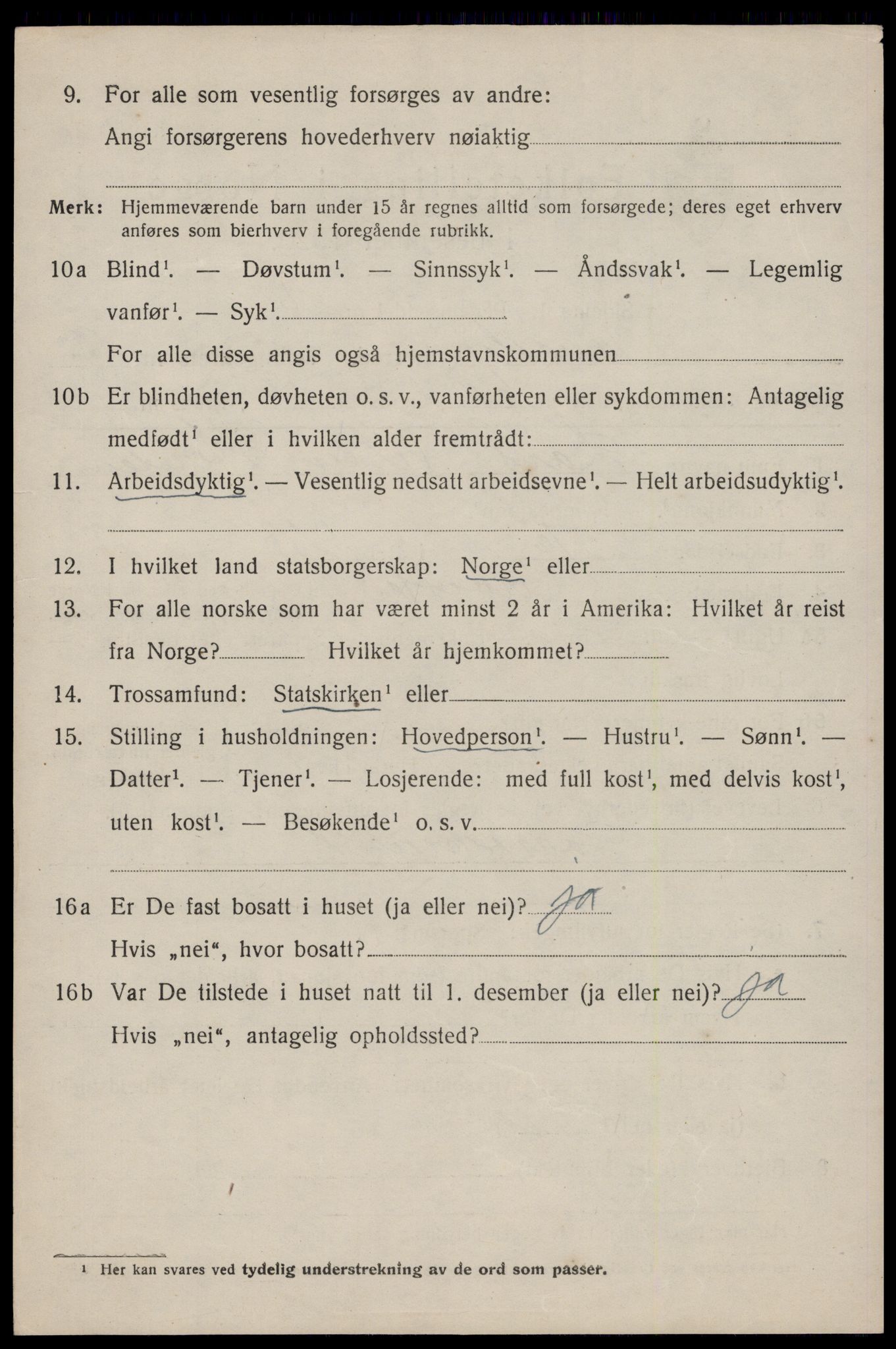 SAST, 1920 census for Torvastad, 1920, p. 3611