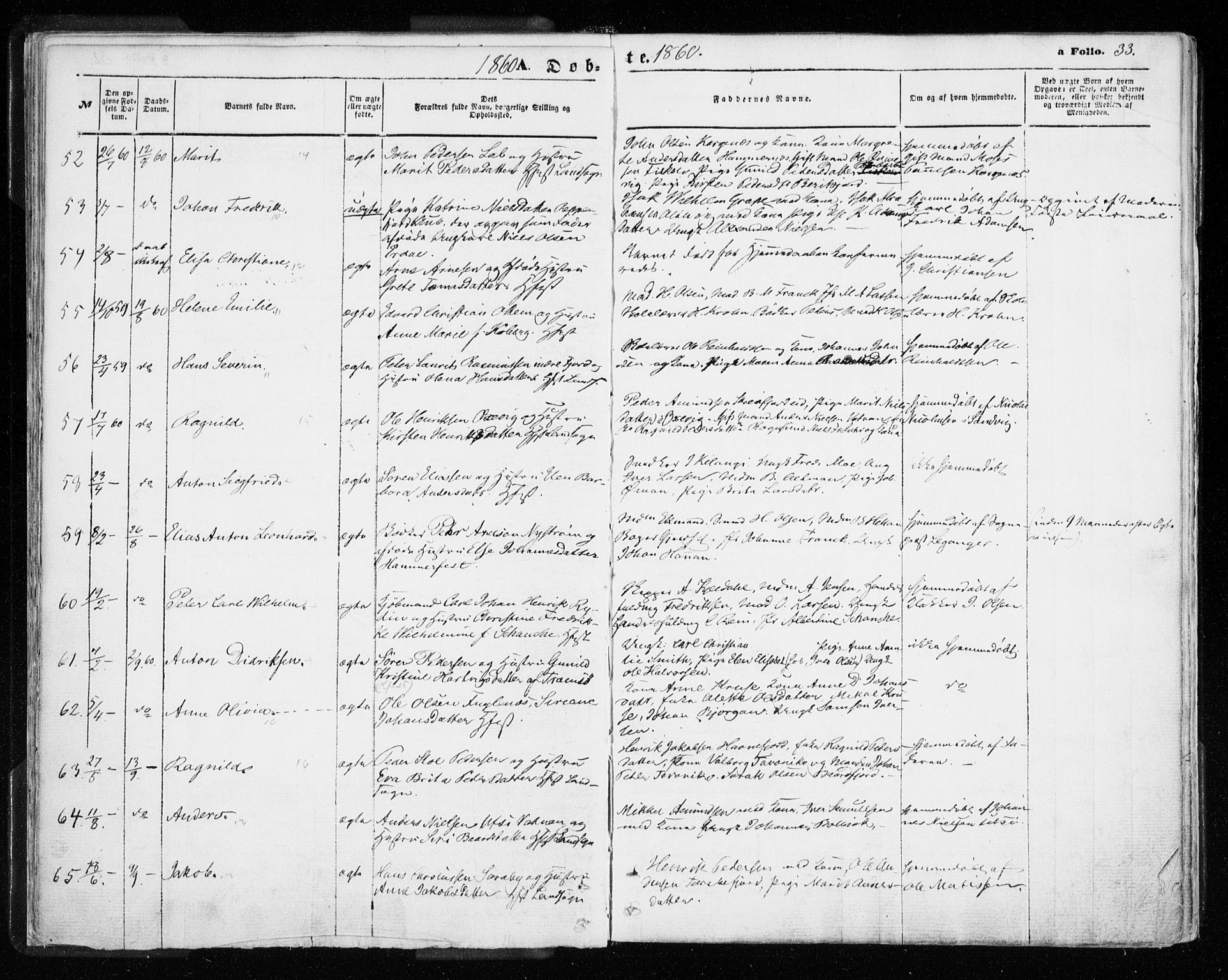 Hammerfest sokneprestkontor, SATØ/S-1347/H/Ha/L0005.kirke: Parish register (official) no. 5, 1857-1869, p. 33