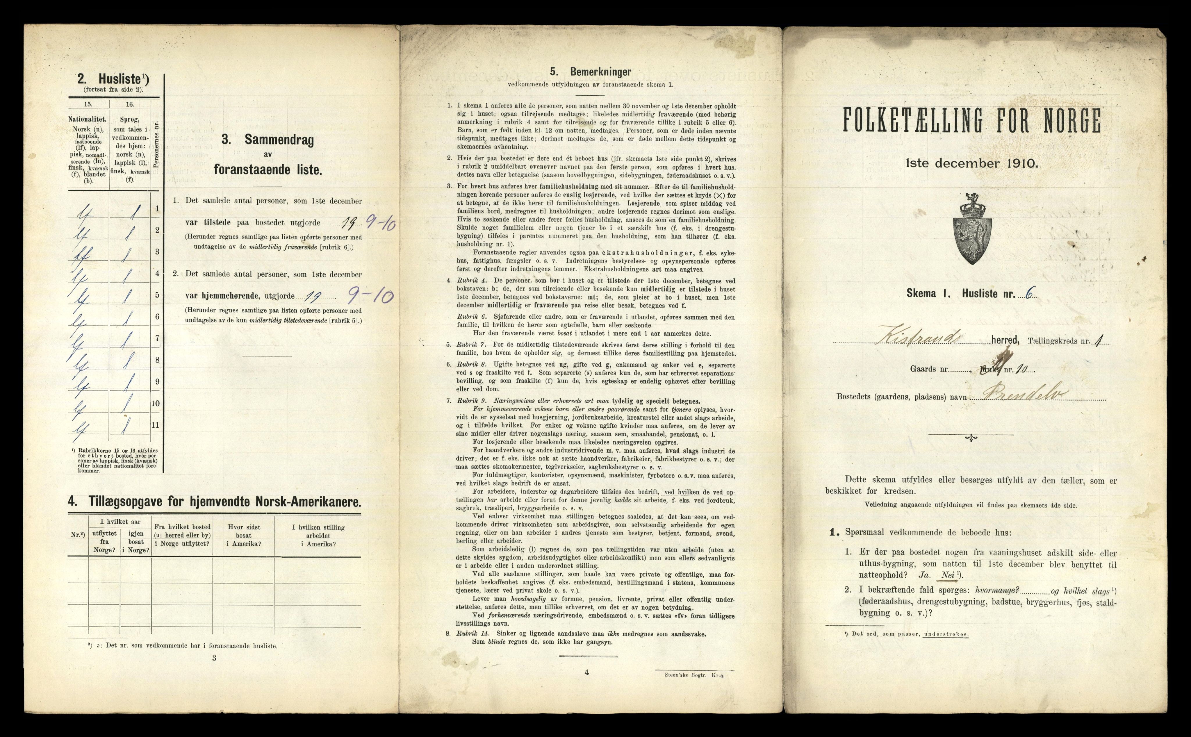 RA, 1910 census for Kistrand, 1910, p. 35