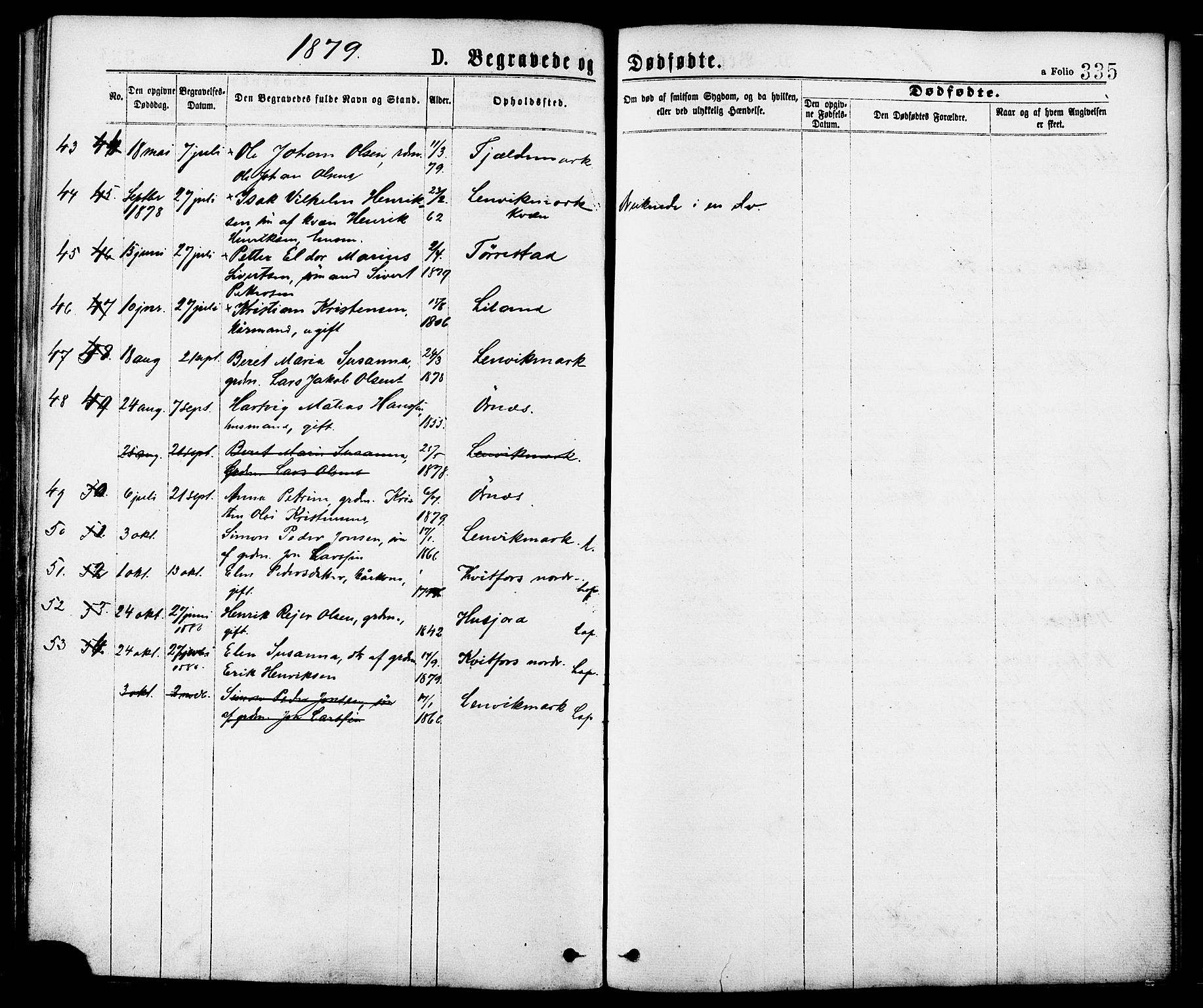 Ministerialprotokoller, klokkerbøker og fødselsregistre - Nordland, SAT/A-1459/863/L0897: Parish register (official) no. 863A09, 1872-1886, p. 335