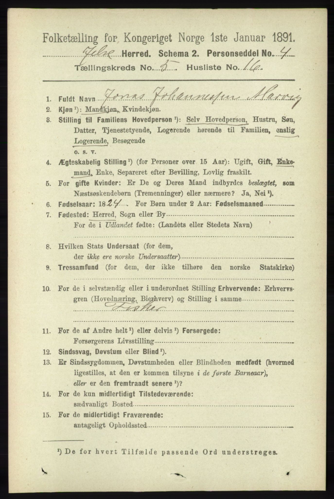 RA, 1891 census for 1138 Jelsa, 1891, p. 1140