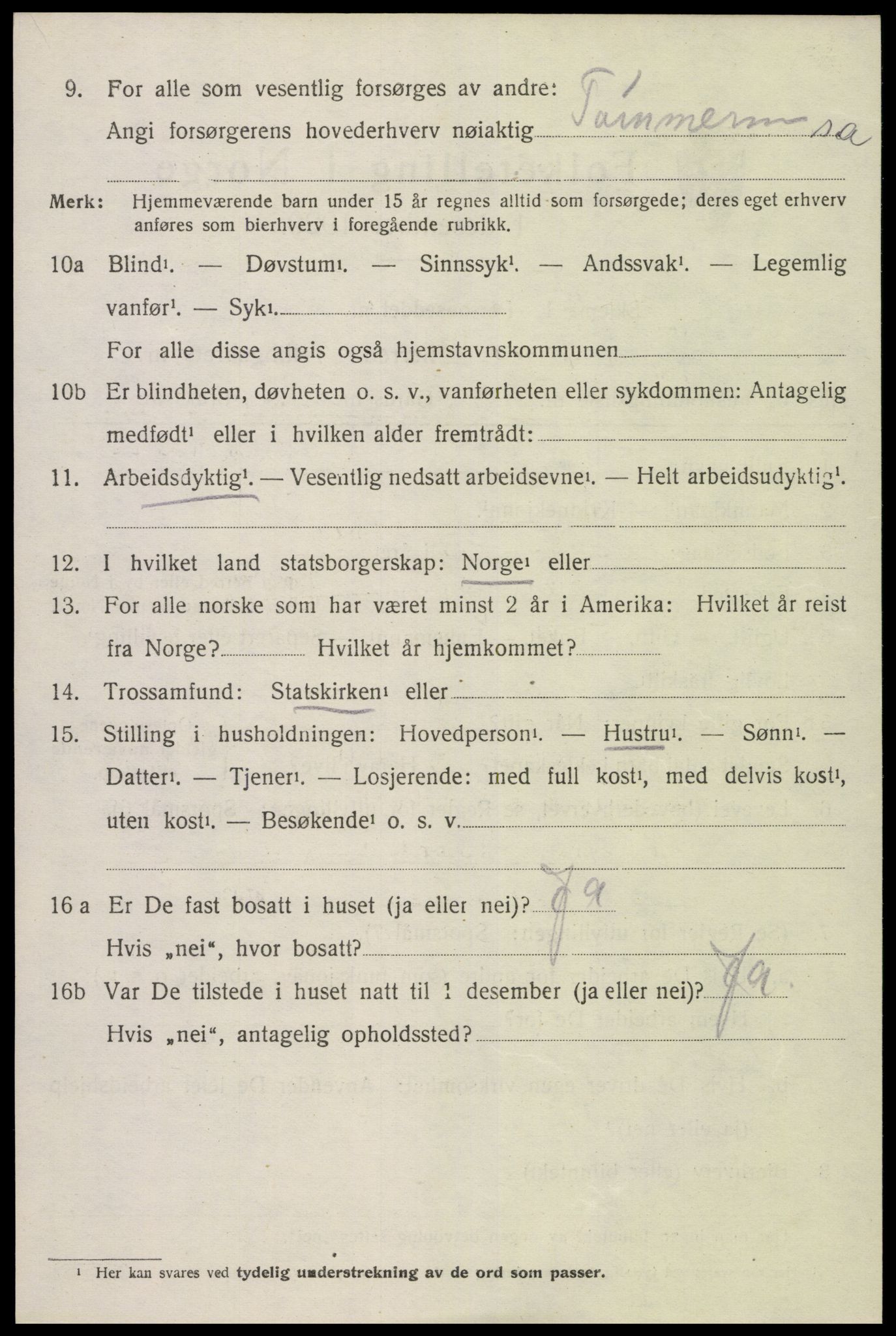 SAK, 1920 census for Øyestad, 1920, p. 8909