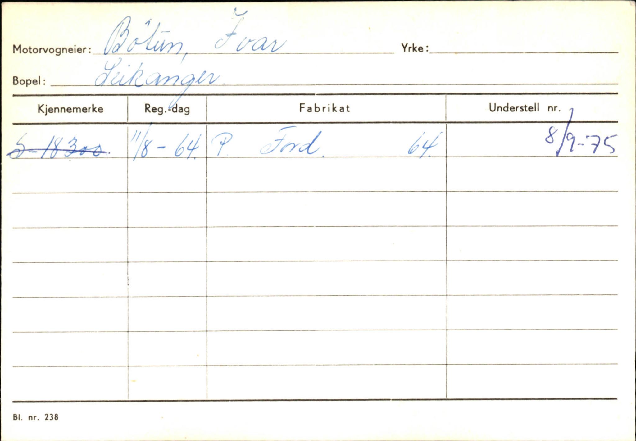 Statens vegvesen, Sogn og Fjordane vegkontor, AV/SAB-A-5301/4/F/L0126: Eigarregister Fjaler M-Å. Leikanger A-Å, 1945-1975, p. 954