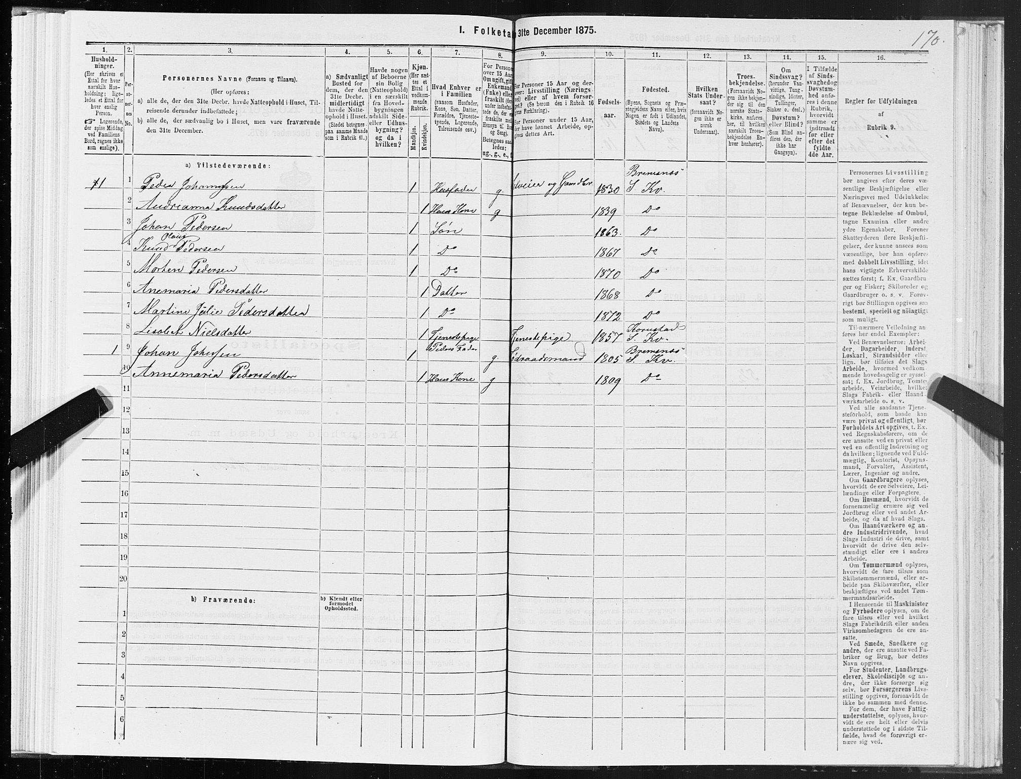 SAT, 1875 census for 1553P Kvernes, 1875, p. 5170