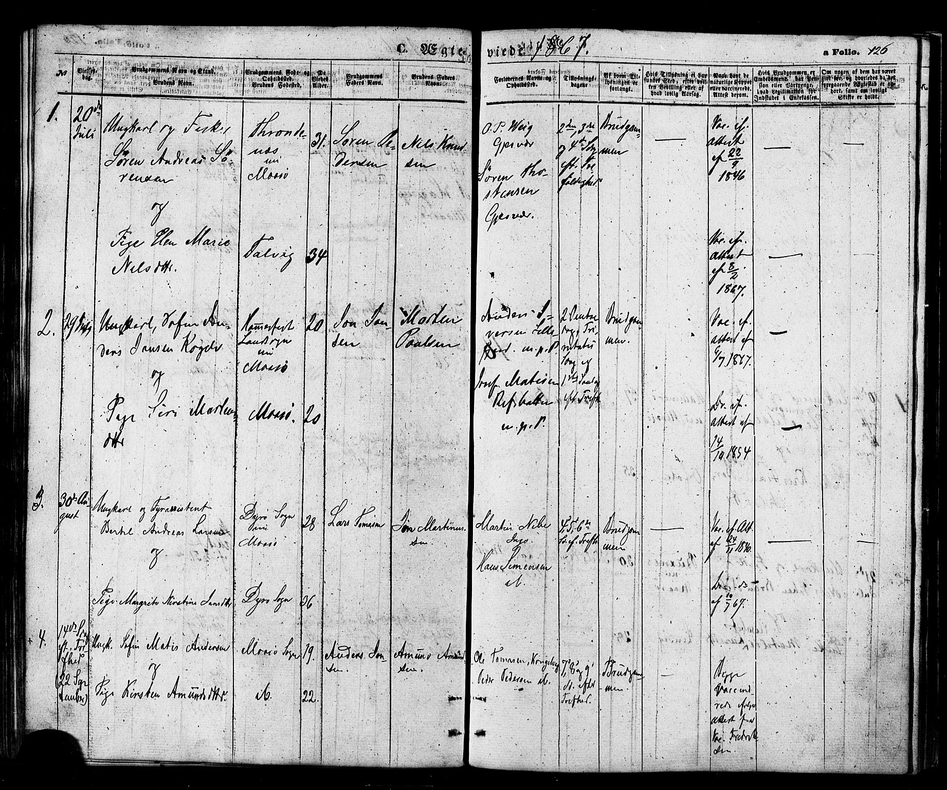 Måsøy sokneprestkontor, SATØ/S-1348/H/Ha/L0003kirke: Parish register (official) no. 3, 1866-1877, p. 126