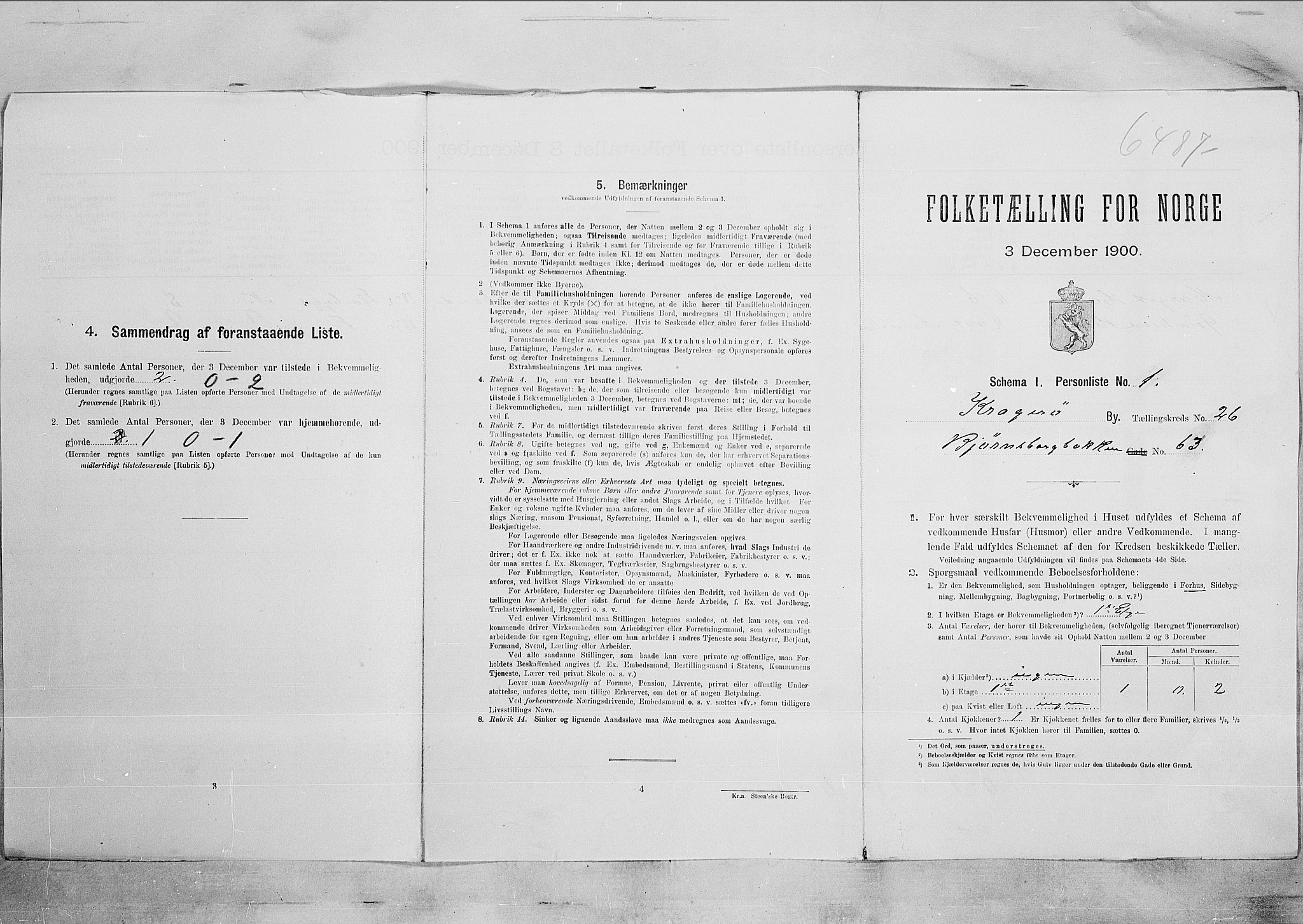 SAKO, 1900 census for Kragerø, 1900, p. 3237