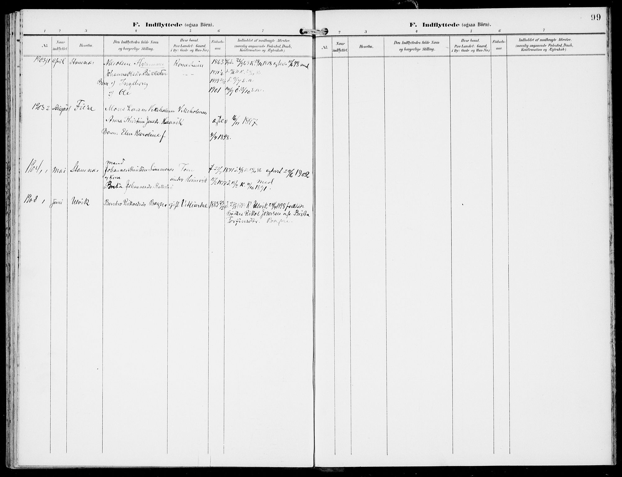 Hosanger sokneprestembete, SAB/A-75801/H/Haa: Parish register (official) no. D  1, 1896-1922, p. 99