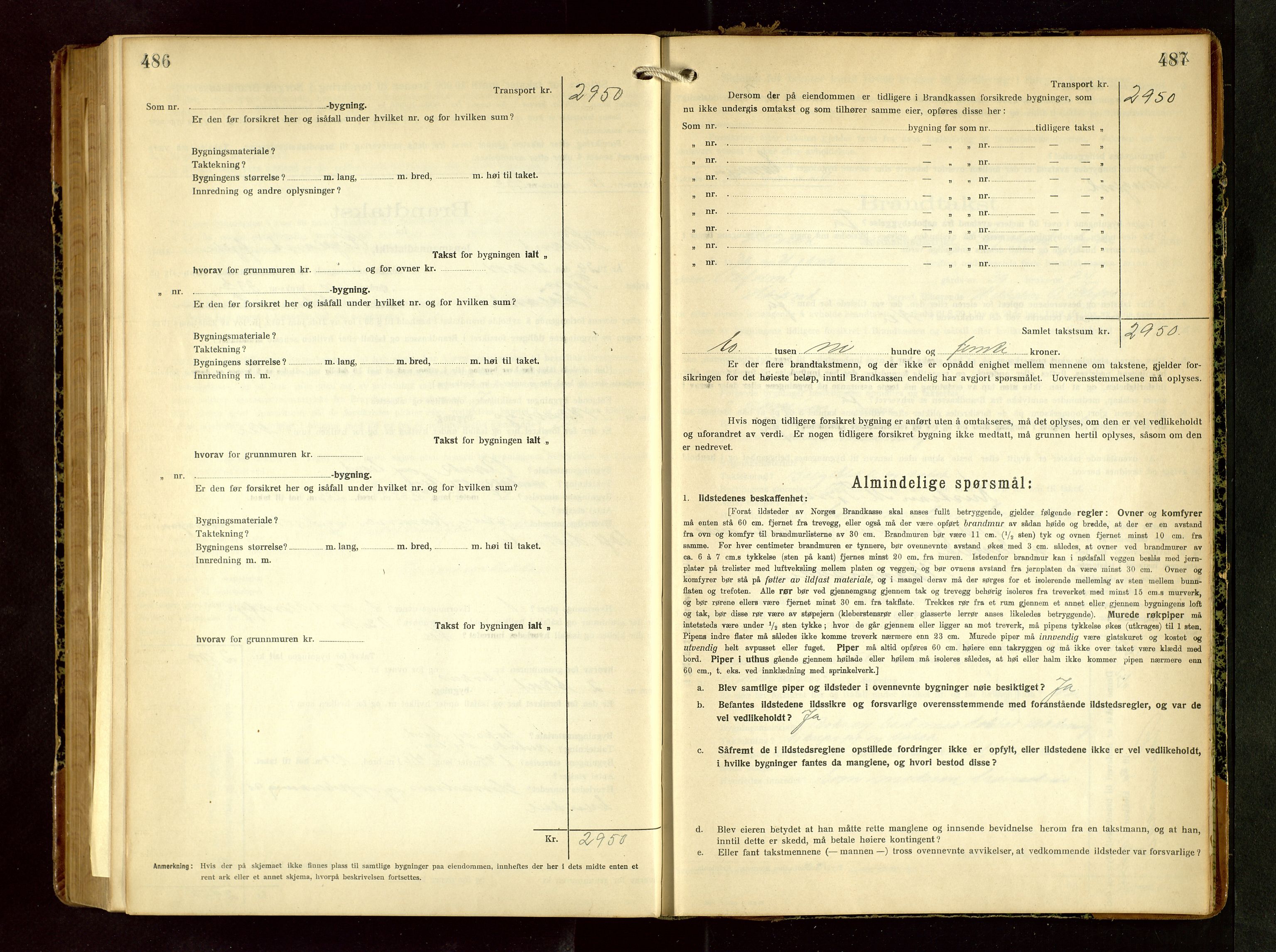 Håland lensmannskontor, AV/SAST-A-100100/Gob/L0008: Branntakstprotokoll - skjematakst. Register i boken., 1925-1930, p. 486-487