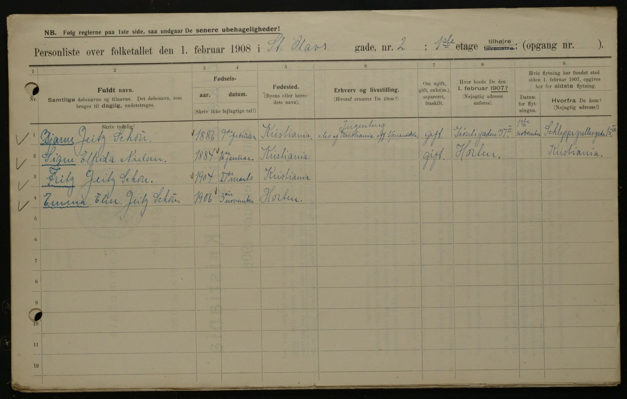 OBA, Municipal Census 1908 for Kristiania, 1908, p. 79280