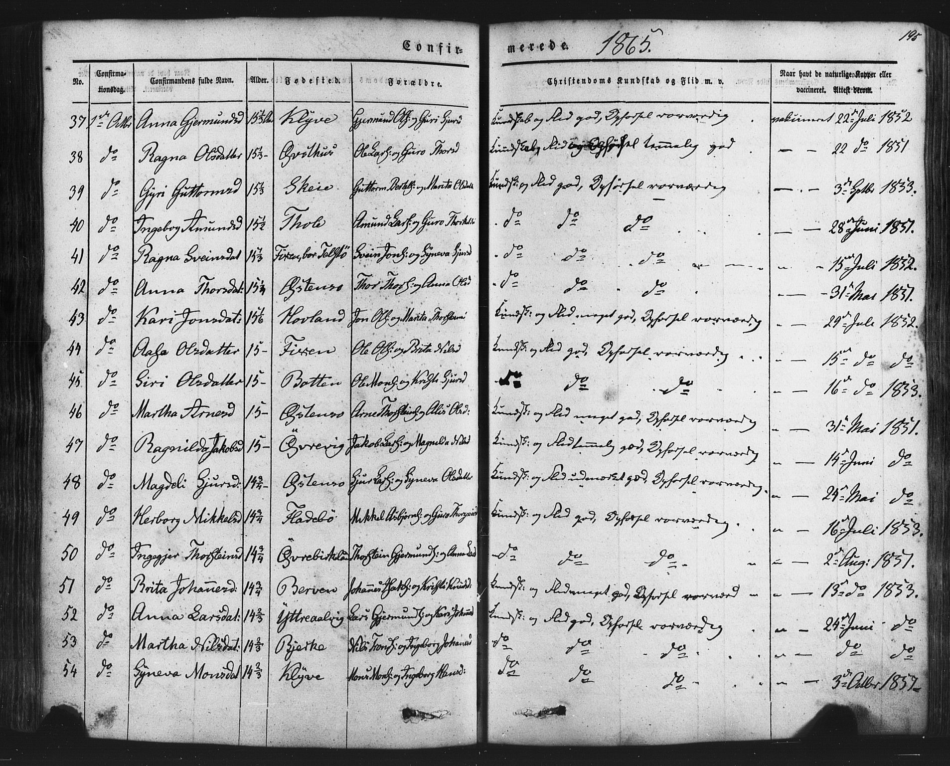 Kvam sokneprestembete, SAB/A-76201/H/Haa: Parish register (official) no. A 9, 1864-1879, p. 195
