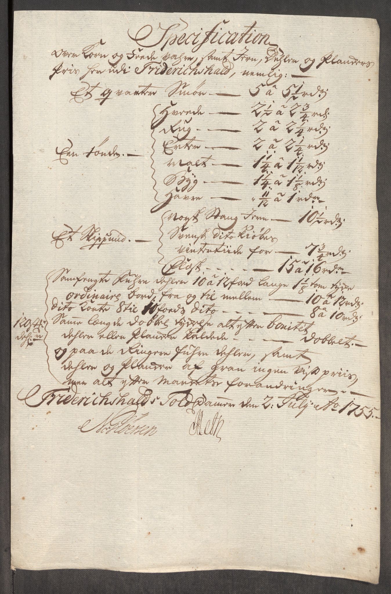 Rentekammeret inntil 1814, Realistisk ordnet avdeling, AV/RA-EA-4070/Oe/L0005: [Ø1]: Priskuranter, 1753-1757, p. 343