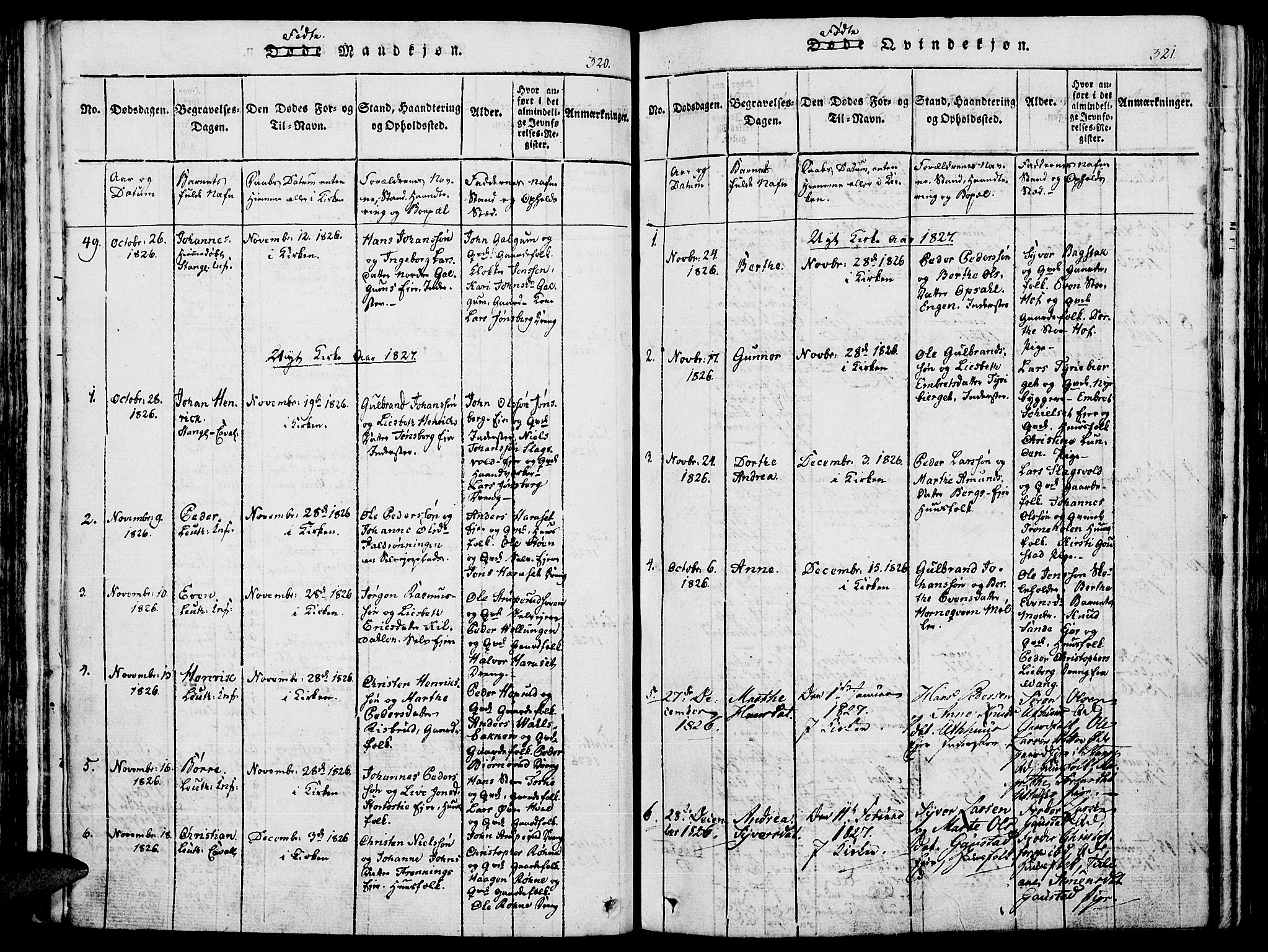 Romedal prestekontor, AV/SAH-PREST-004/K/L0002: Parish register (official) no. 2, 1814-1828, p. 320-321