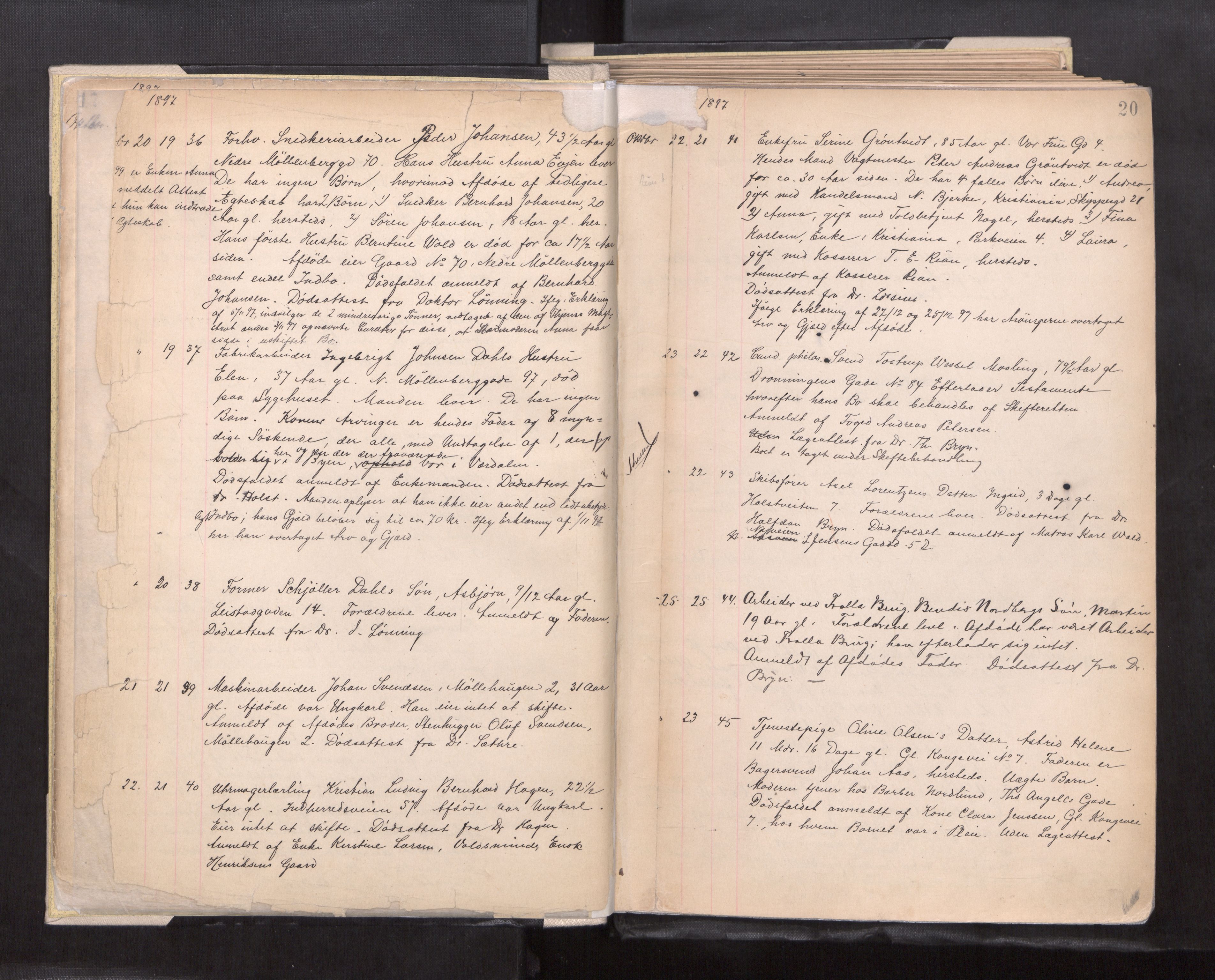 Trondheim byfogd, AV/SAT-A-0003/1/3/3L/L0005: Dødsanmeldelsesprotokoll - U, 1897-1902, p. 19-20