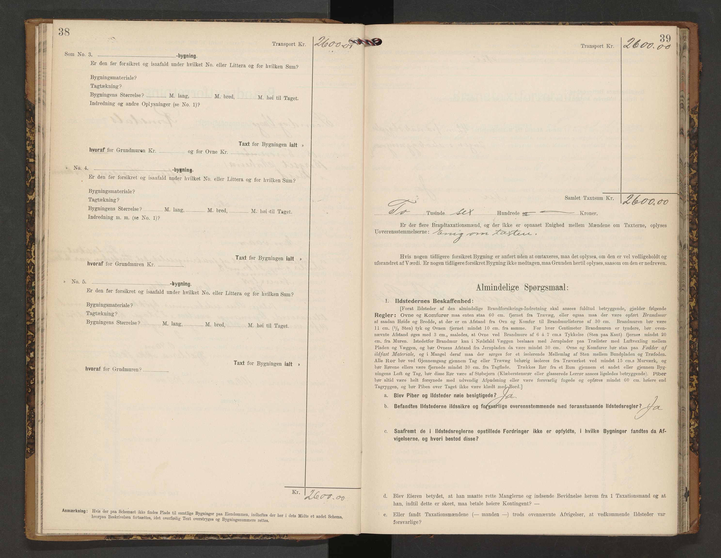 Norges Brannkasse Vågøy og Sund, AV/SAT-A-5504/Fb/L0002: Branntakstprotokoll, 1904-1913, p. 38-39