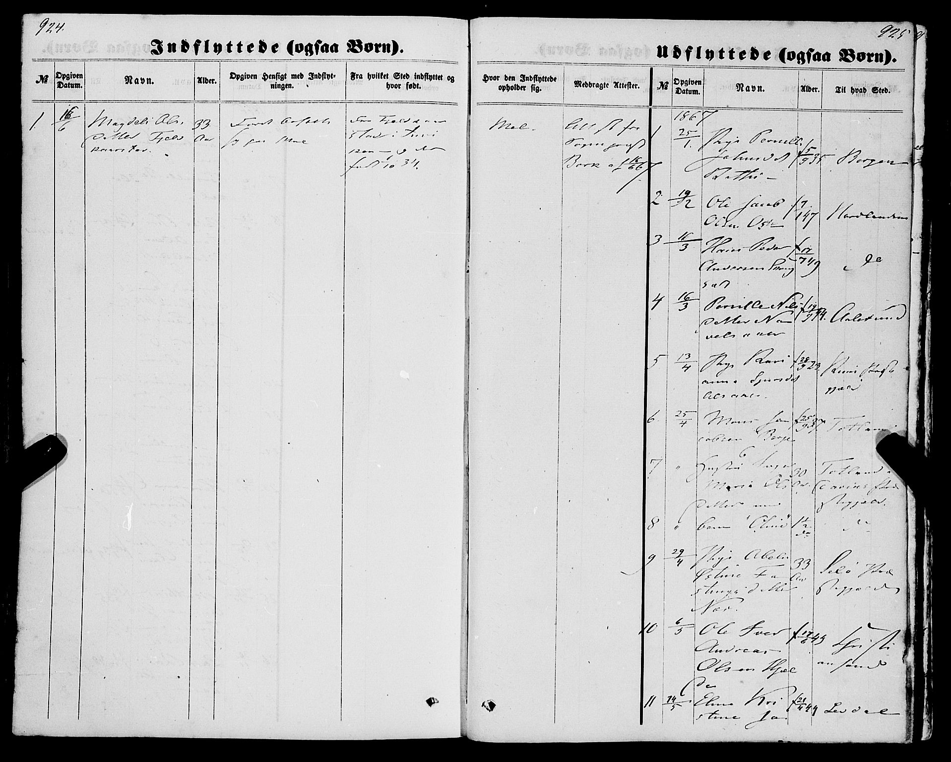 Eid sokneprestembete, AV/SAB-A-82301/H/Haa/Haaa/L0009: Parish register (official) no. A 9, 1861-1868, p. 924-925