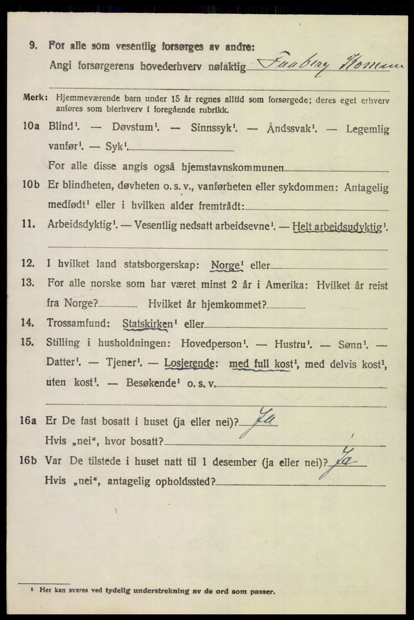 SAH, 1920 census for Fåberg, 1920, p. 9203