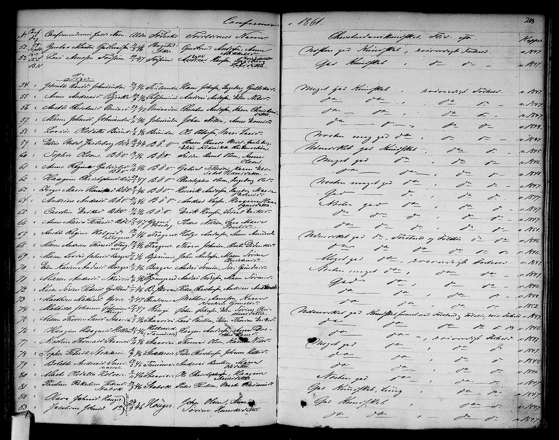 Asker prestekontor Kirkebøker, AV/SAO-A-10256a/F/Fa/L0009: Parish register (official) no. I 9, 1825-1878, p. 208