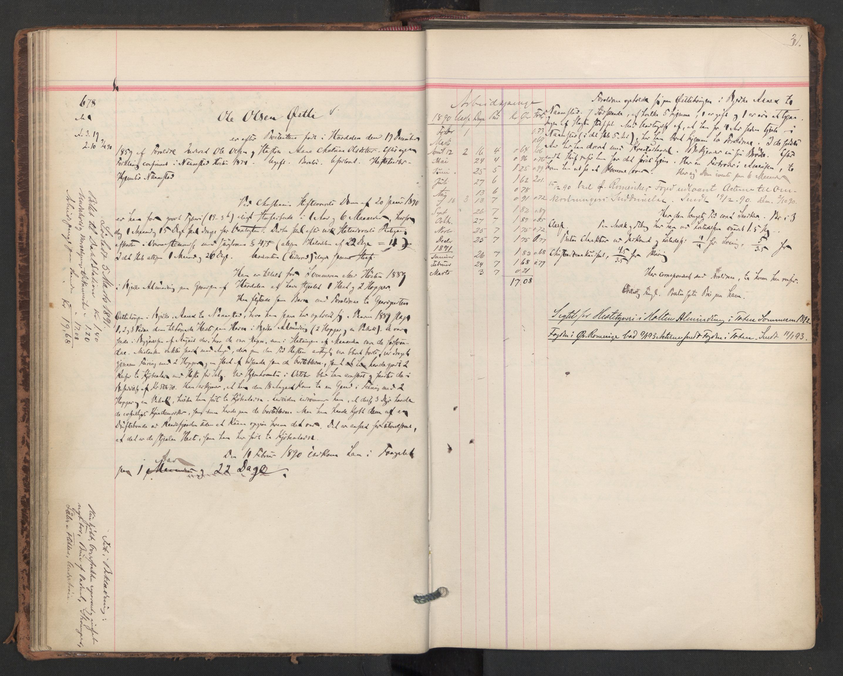 Botsfengslet, AV/RA-S-1539/D/Db/Dbb/L0026: 648h - 930h, 1889-1891, p. 31