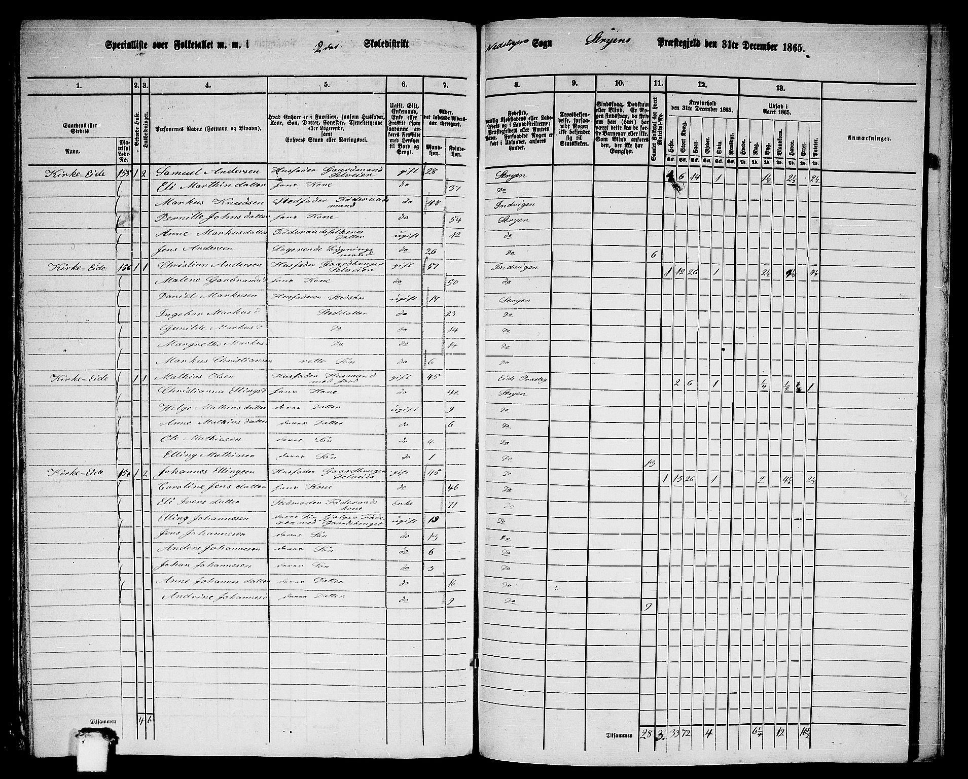 RA, 1865 census for Stryn, 1865, p. 95