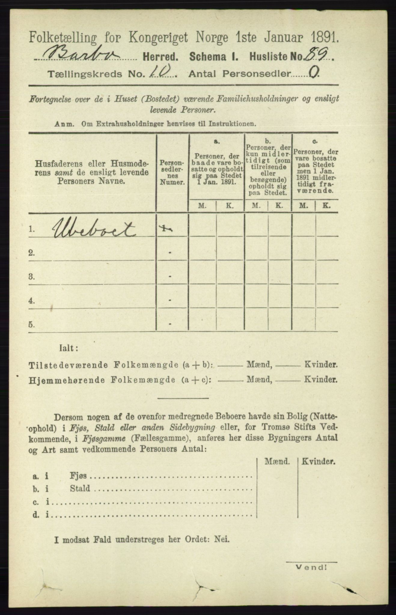 RA, 1891 census for 0990 Barbu, 1891, p. 7889