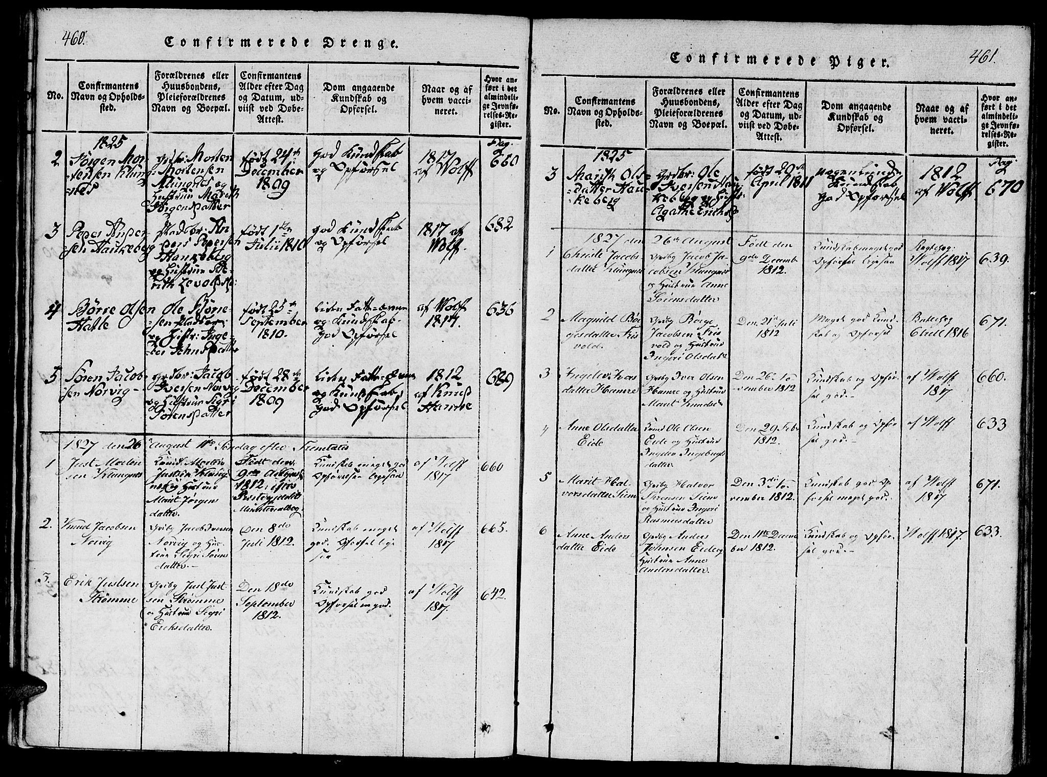 Ministerialprotokoller, klokkerbøker og fødselsregistre - Møre og Romsdal, SAT/A-1454/542/L0551: Parish register (official) no. 542A01, 1818-1853, p. 460-461