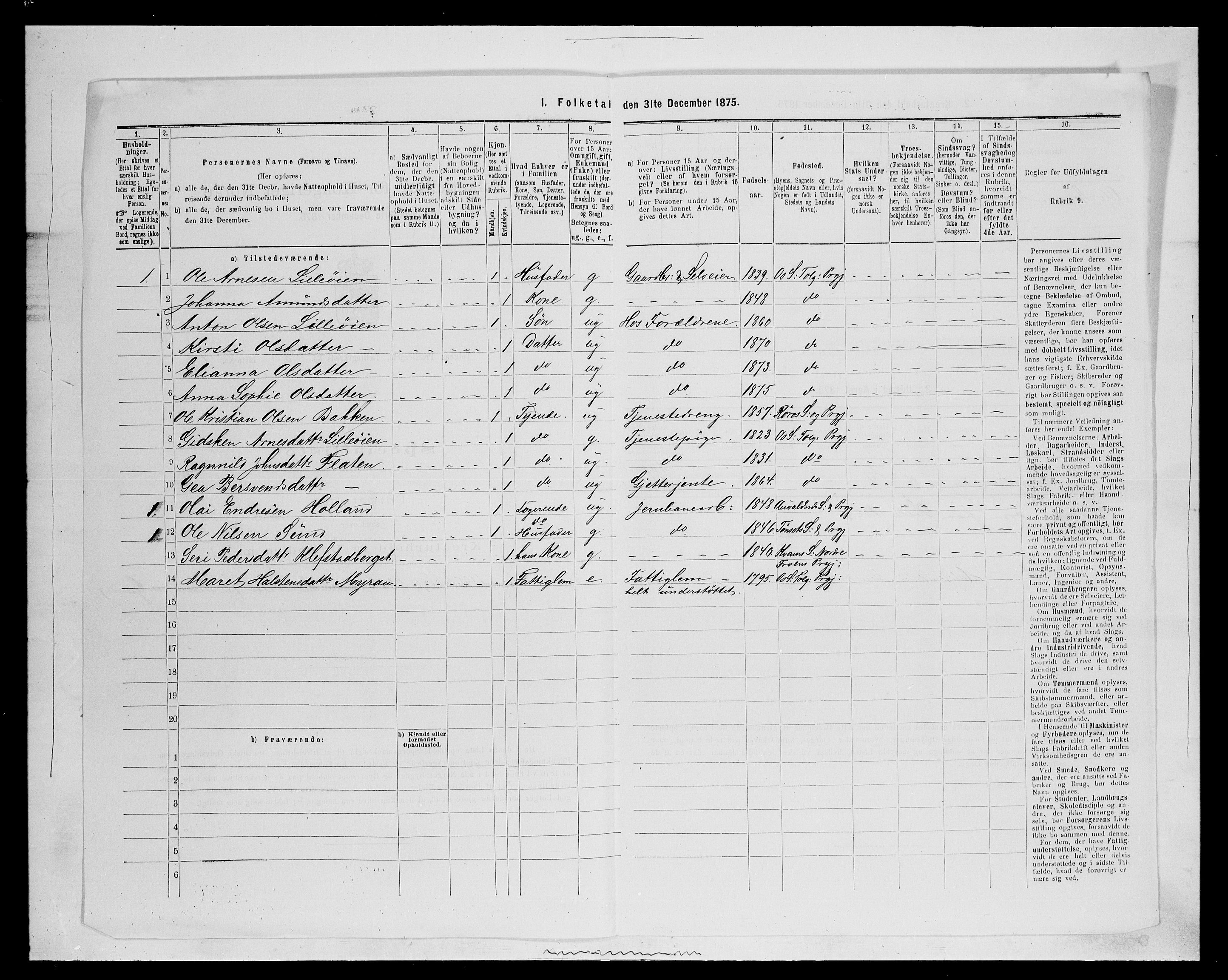 SAH, 1875 census for 0436P Tolga, 1875, p. 881