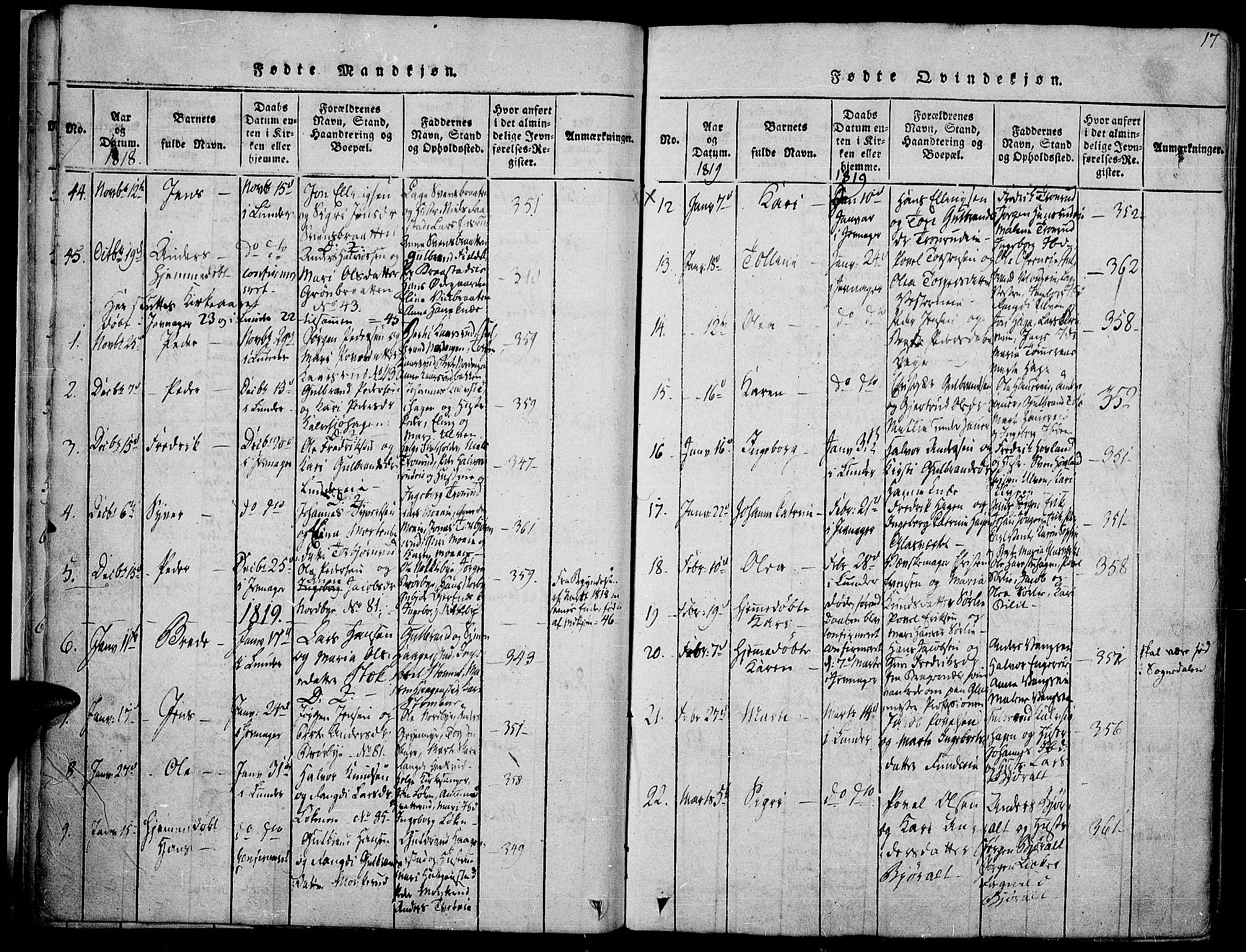 Jevnaker prestekontor, SAH/PREST-116/H/Ha/Haa/L0005: Parish register (official) no. 5, 1815-1837, p. 17