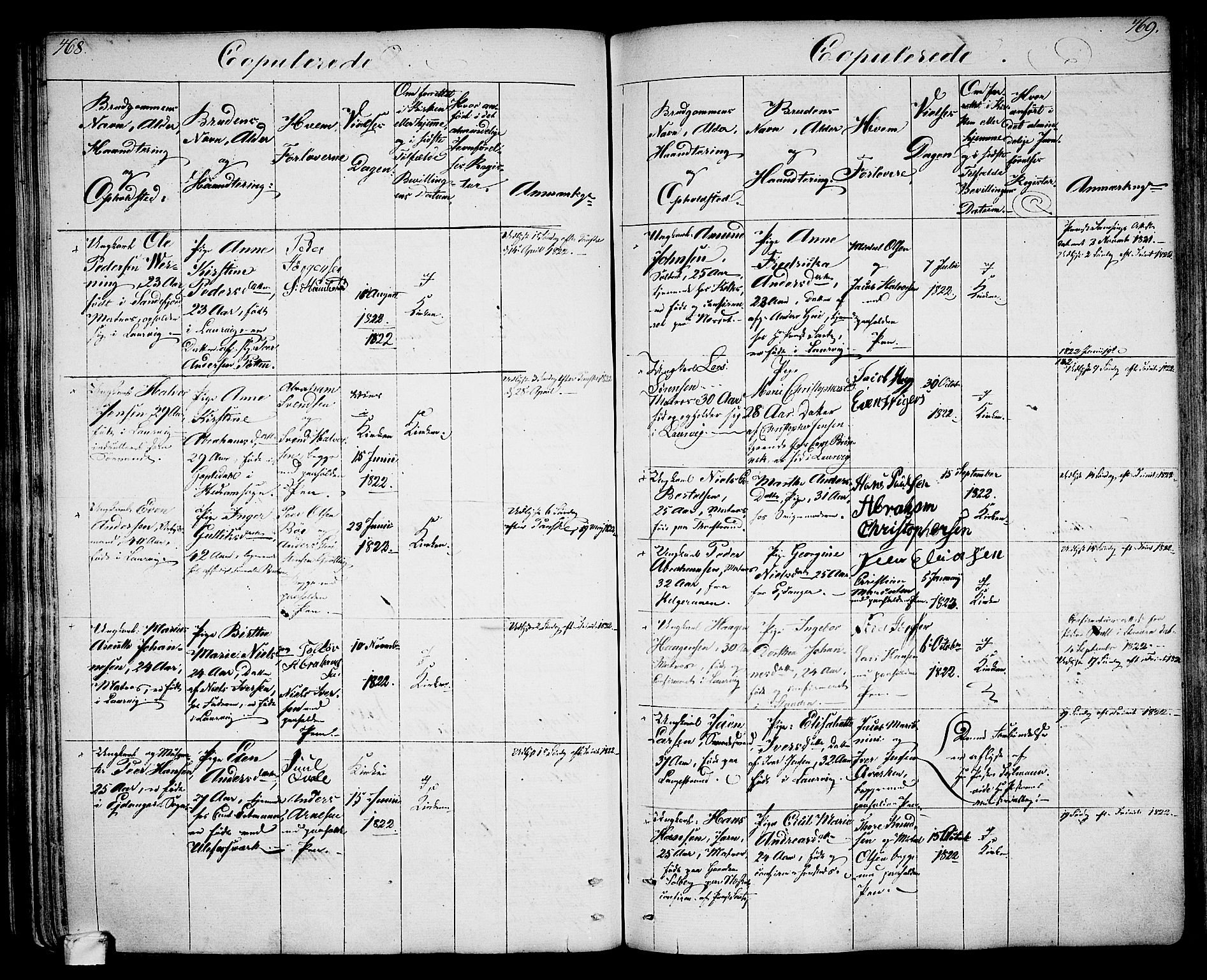 Larvik kirkebøker, SAKO/A-352/G/Ga/L0002: Parish register (copy) no. I 2, 1807-1830, p. 468-469