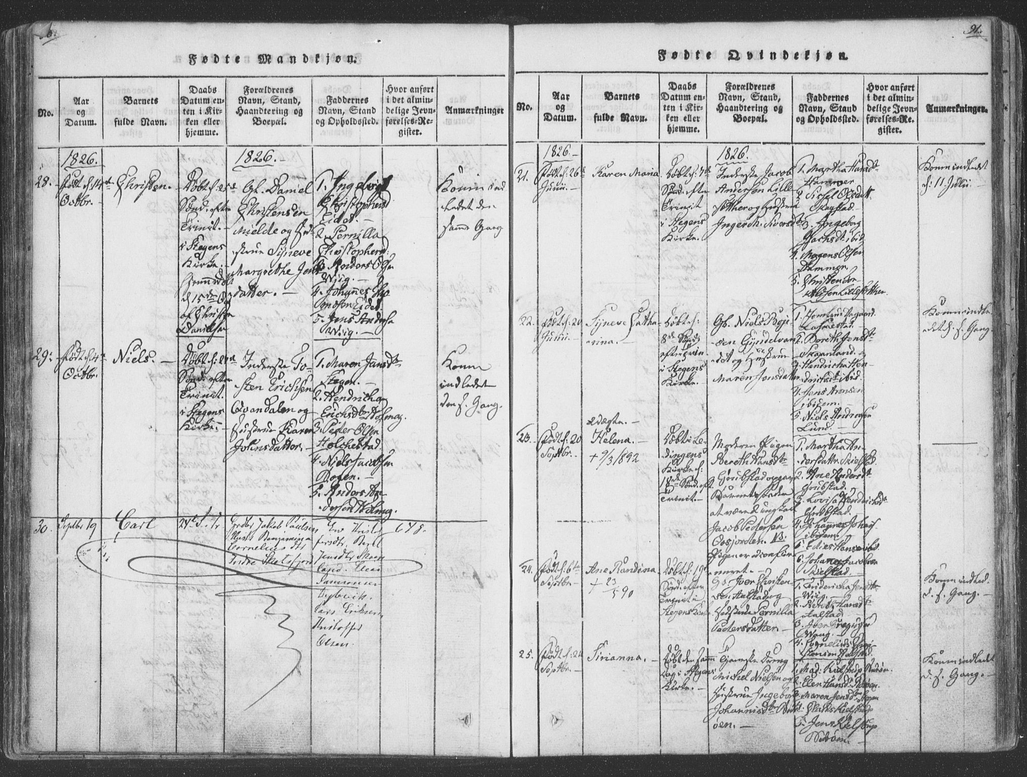 Ministerialprotokoller, klokkerbøker og fødselsregistre - Nordland, SAT/A-1459/855/L0798: Parish register (official) no. 855A06, 1821-1835, p. 90-91