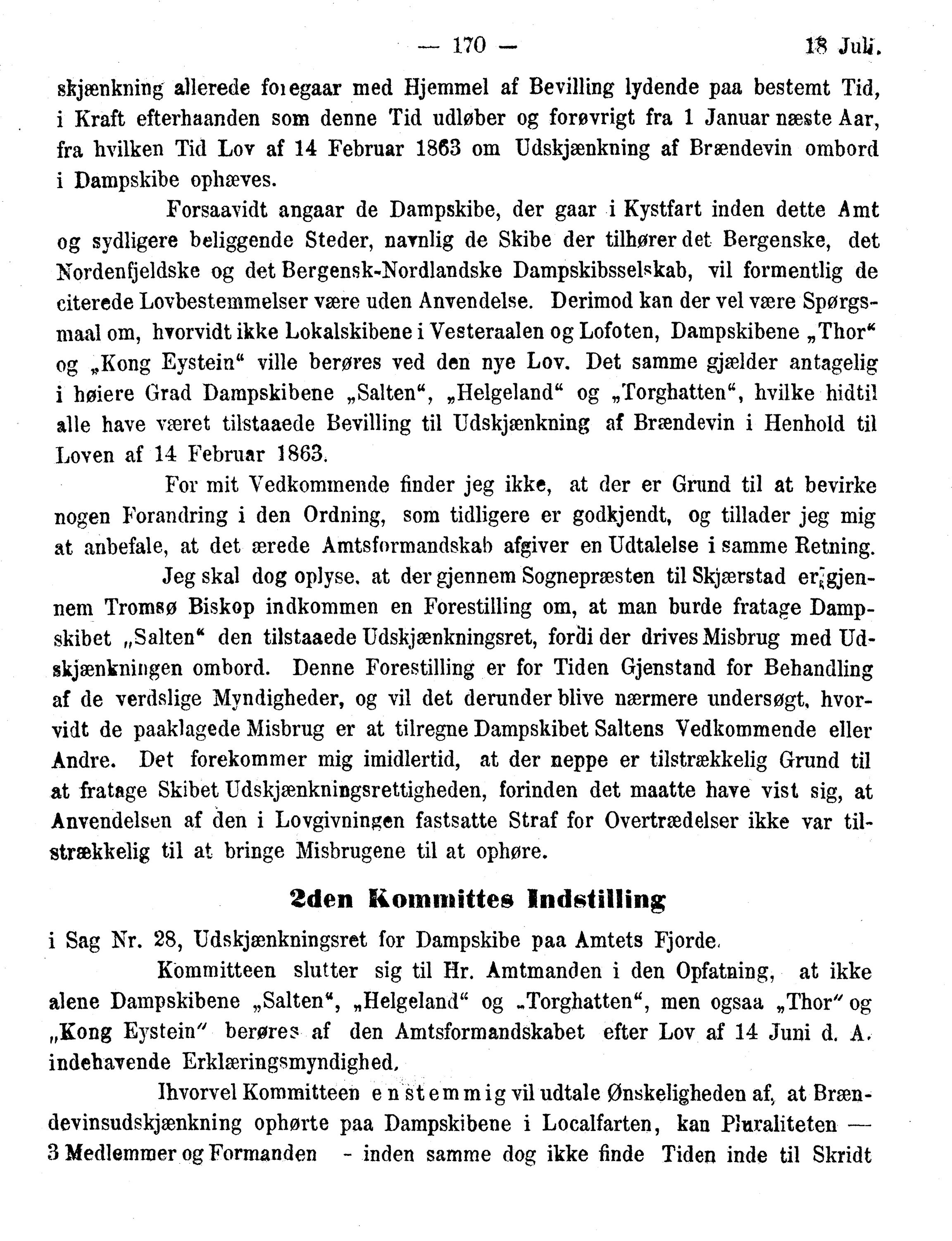 Nordland Fylkeskommune. Fylkestinget, AIN/NFK-17/176/A/Ac/L0010: Fylkestingsforhandlinger 1874-1880, 1874-1880