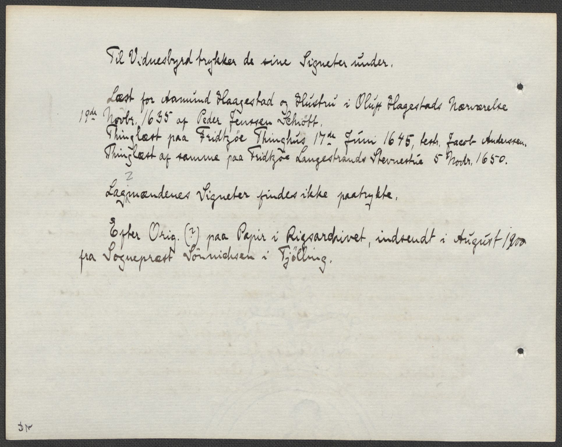 Riksarkivets diplomsamling, AV/RA-EA-5965/F15/L0025: Prestearkiv - Vestfold, 1572-1782, p. 26