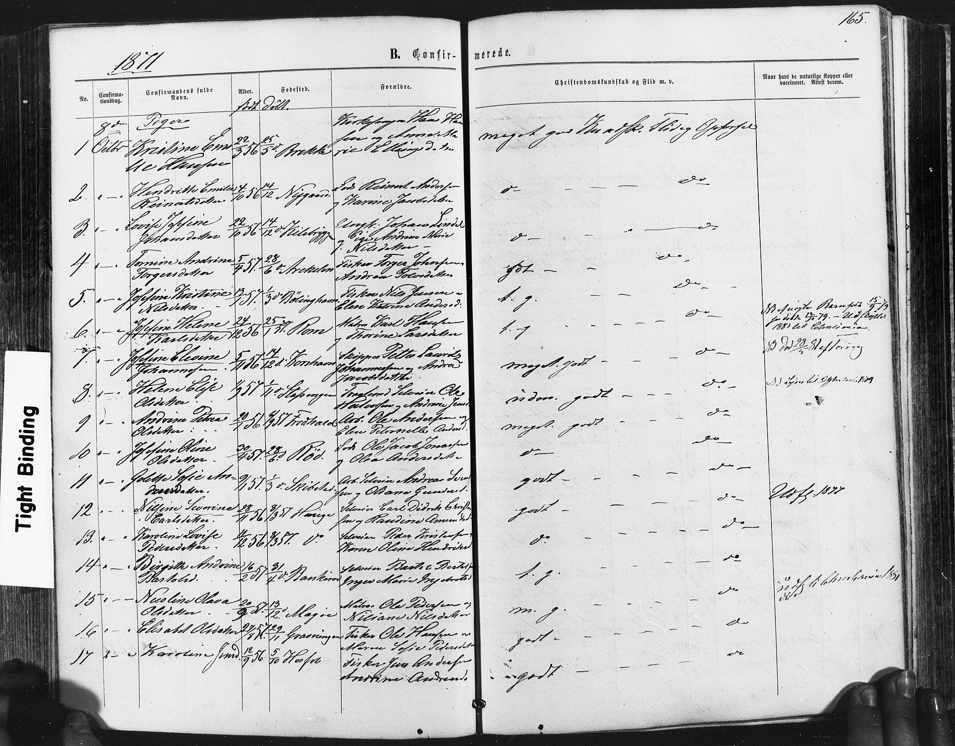 Hvaler prestekontor Kirkebøker, SAO/A-2001/F/Fa/L0007: Parish register (official) no. I 7, 1864-1878, p. 165