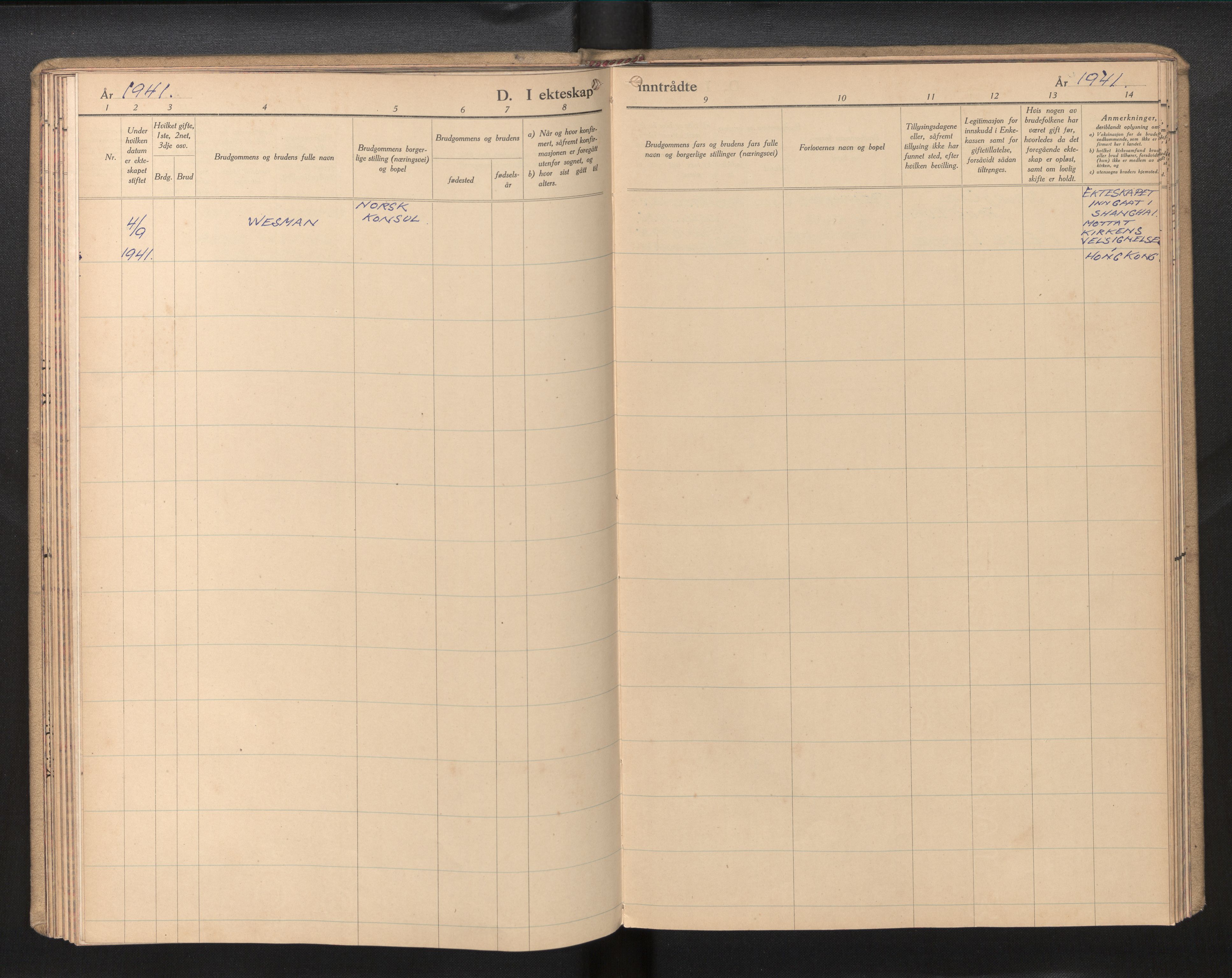 Den norske sjømannsmisjon i utlandet/Kinesiske havner (Shanghai-Hong Kong), AV/SAB-SAB/PA-0120/H/Ha/Haa/L0001: Parish register (official) no. A 1, 1940-1971