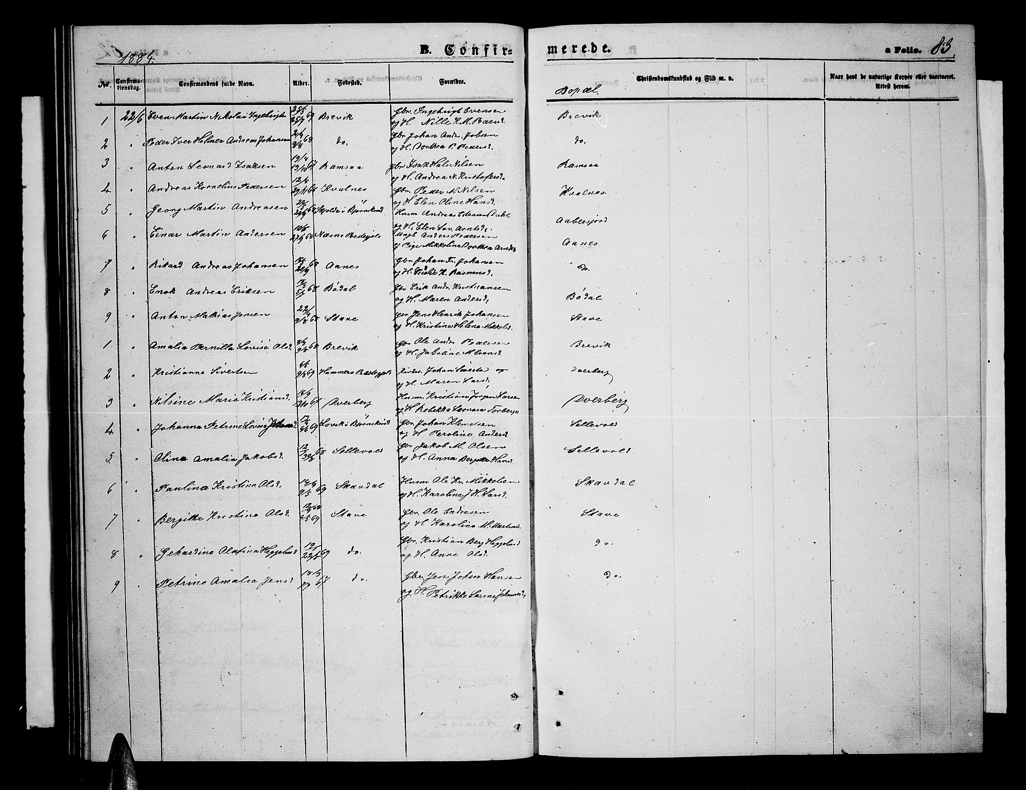 Ministerialprotokoller, klokkerbøker og fødselsregistre - Nordland, AV/SAT-A-1459/897/L1412: Parish register (copy) no. 897C02, 1867-1886, p. 83