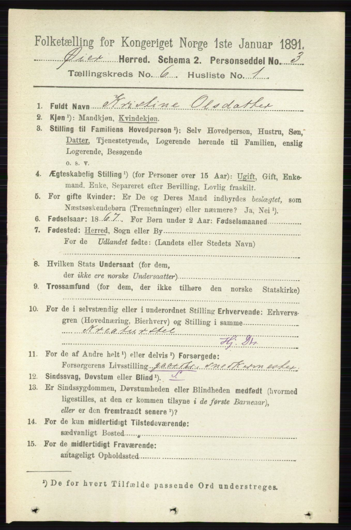 RA, 1891 census for 0521 Øyer, 1891, p. 2021