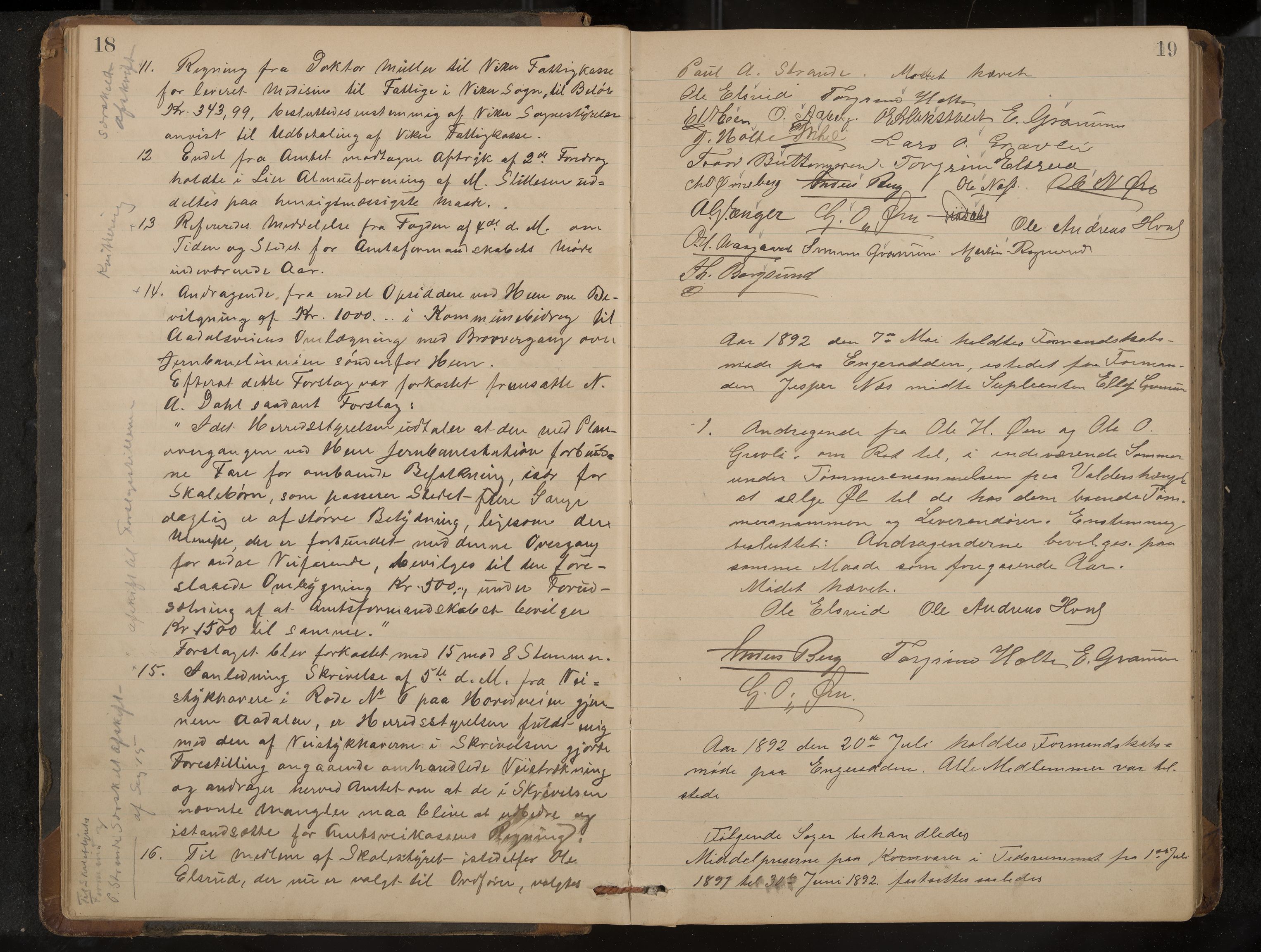 Ådal formannskap og sentraladministrasjon, IKAK/0614021/A/Aa/L0002: Møtebok, 1891-1907, p. 18-19