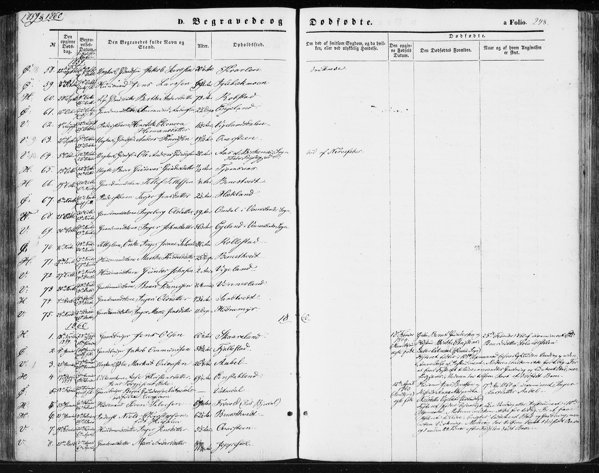 Vennesla sokneprestkontor, AV/SAK-1111-0045/Fa/Fac/L0007: Parish register (official) no. A 7, 1855-1873, p. 248